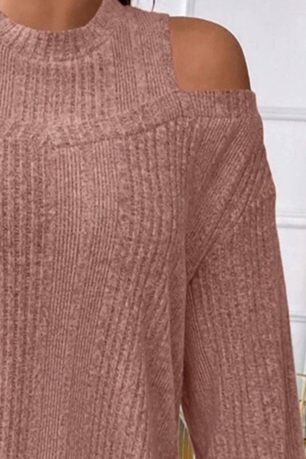 Round Neck Cold Shoulder Sweater