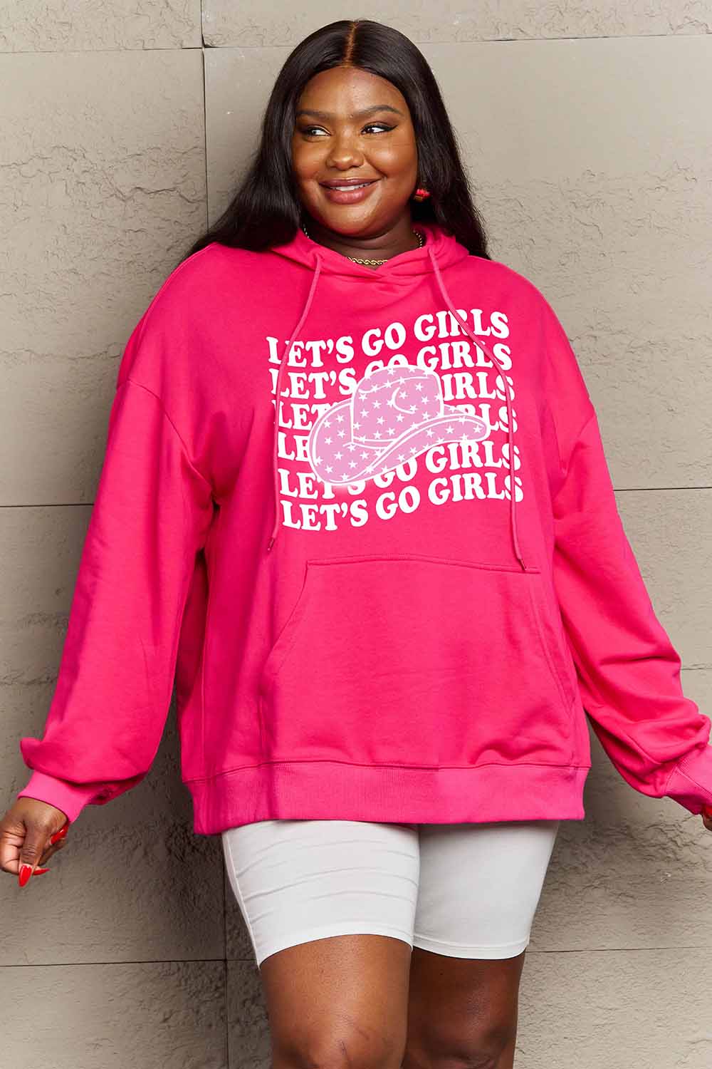 Simply Love Simply Love Full Size LET‚ÄôS GO GIRLS Graphic Dropped Shoulder Hoodie