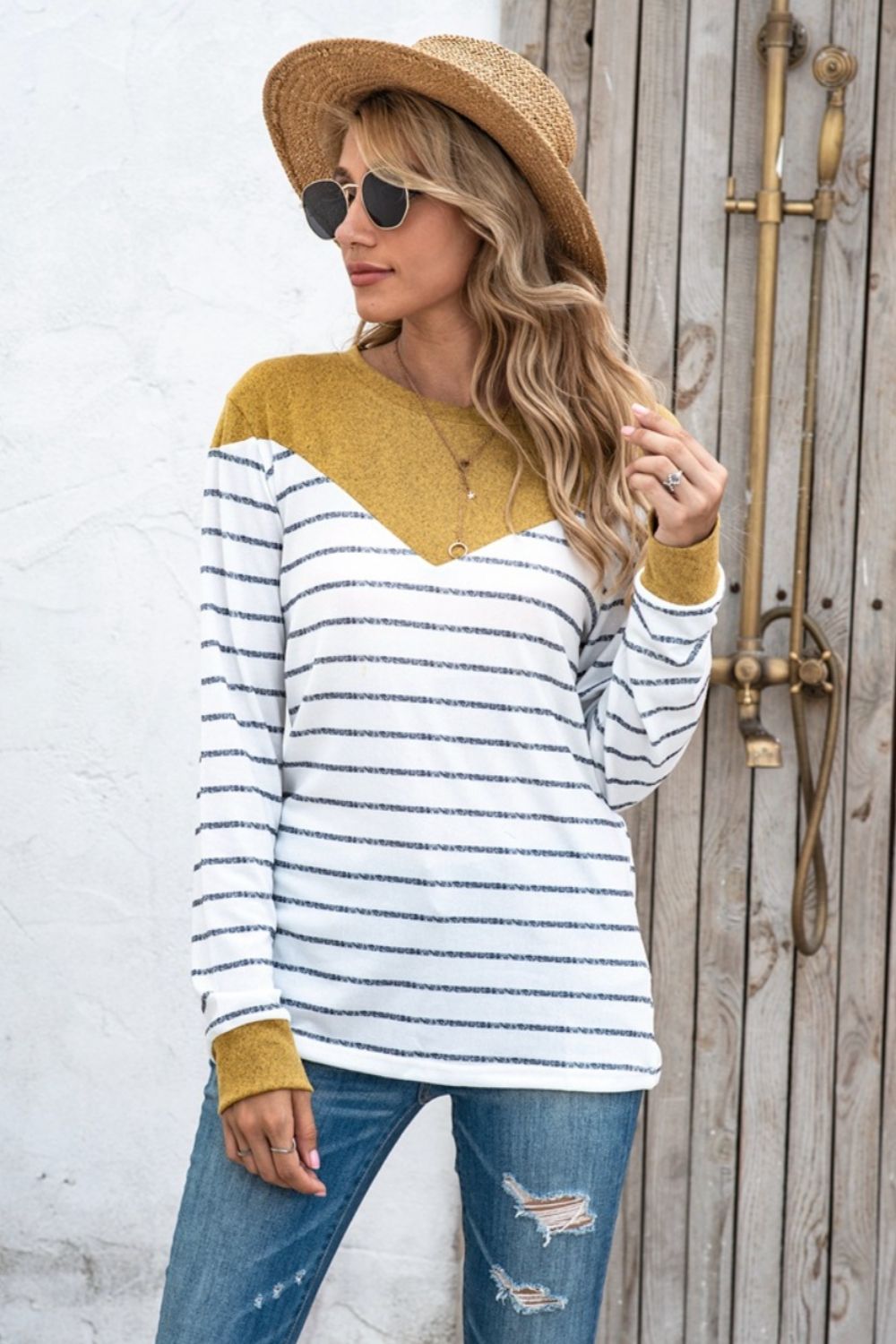 Striped Round Neck Long Sleeve T-Shirt