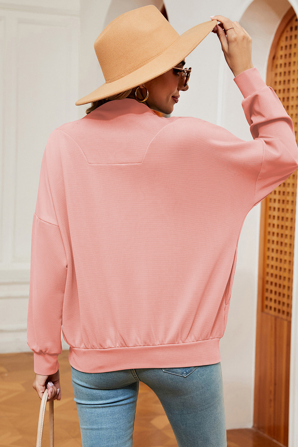 Half Zip Dropped Shoulder Sweatshirt