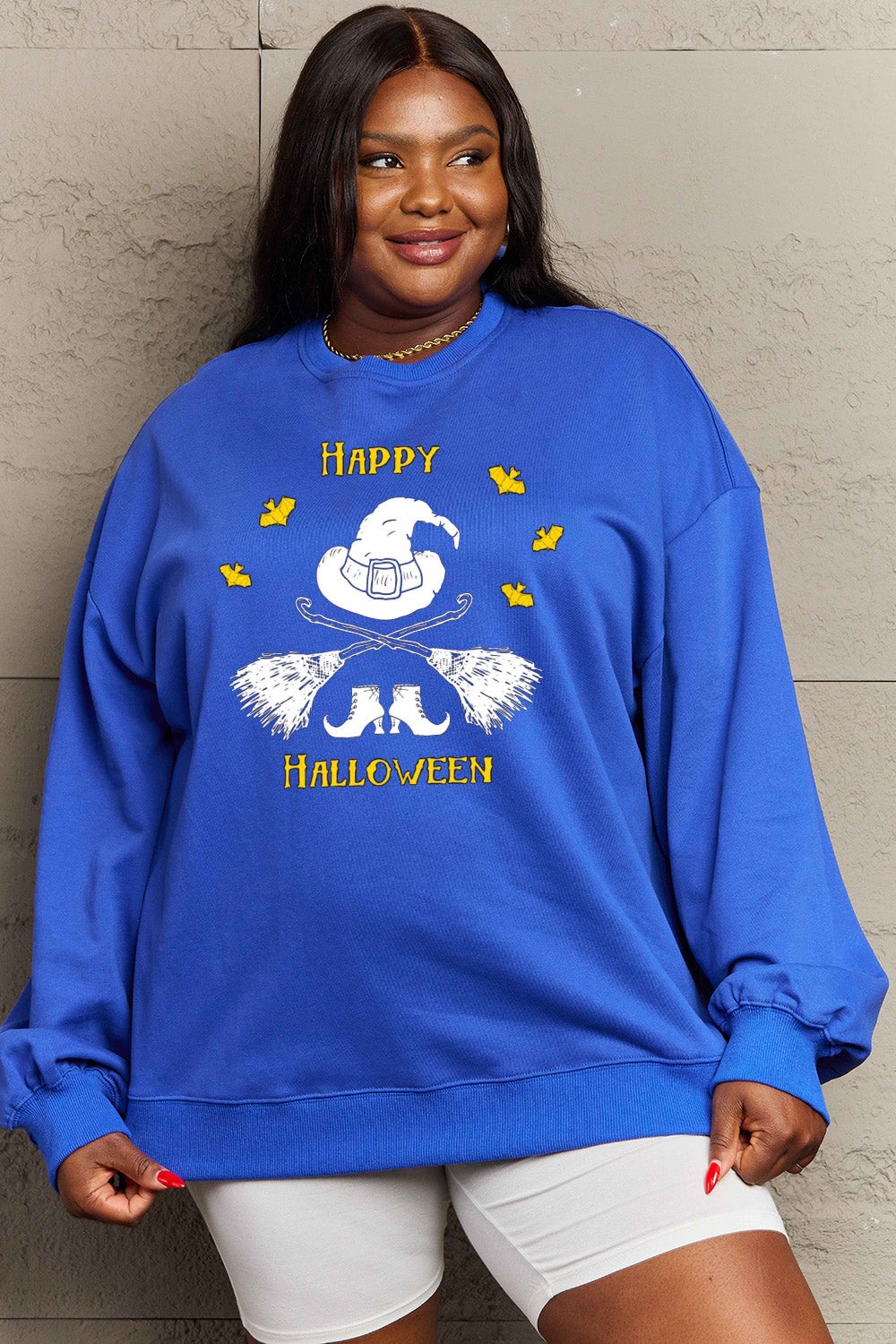 Simply Love Full Size HAPPY HALLOWEEN Graphic Sweatshirt