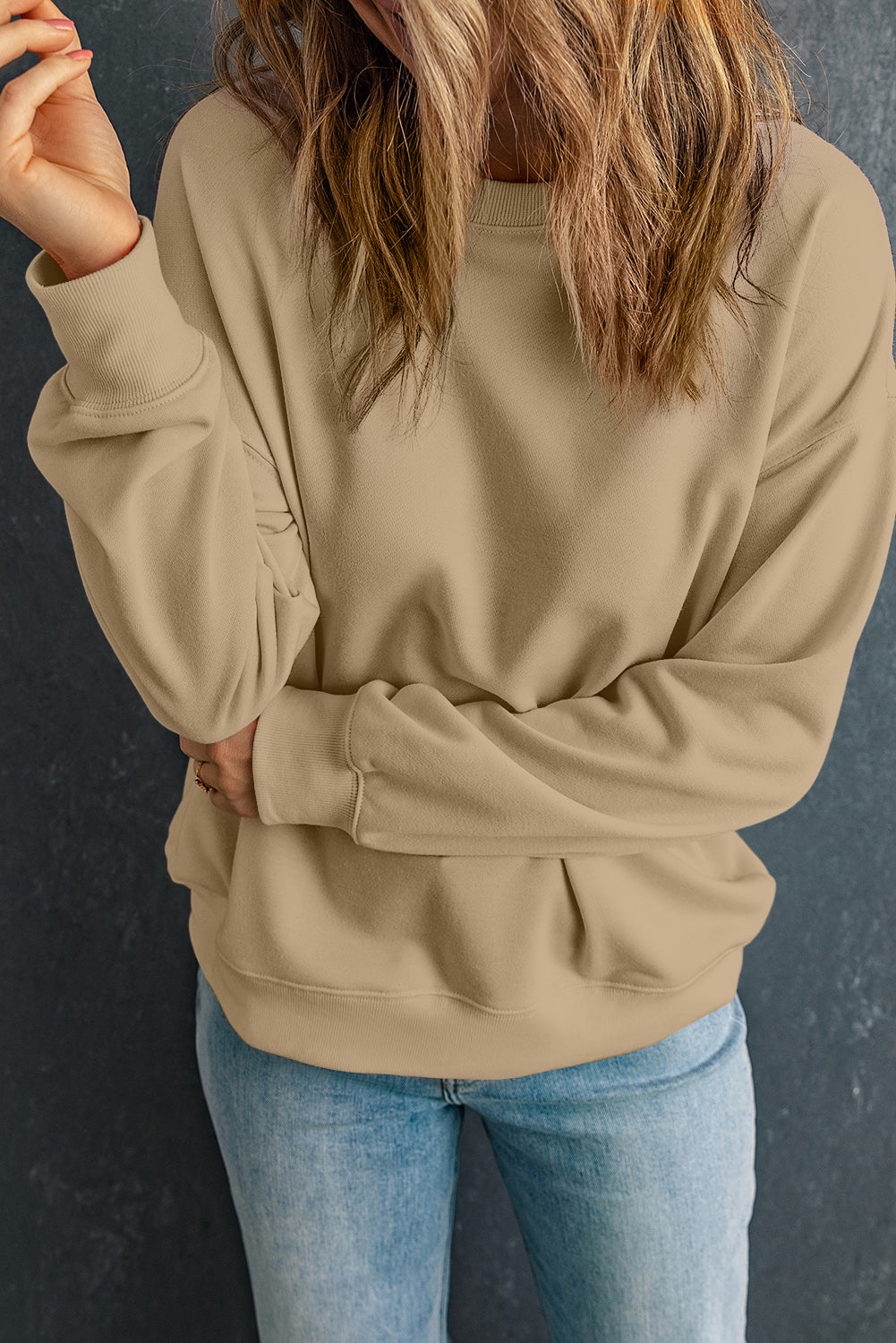 Round Neck Dropped Shoulder Sweatshirt