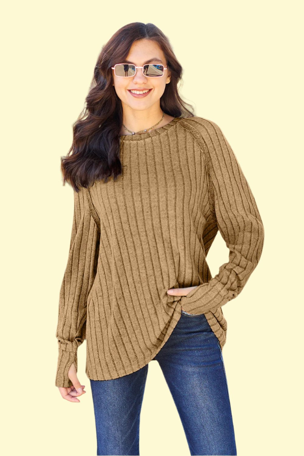 Khaki Knit Top by West Closet