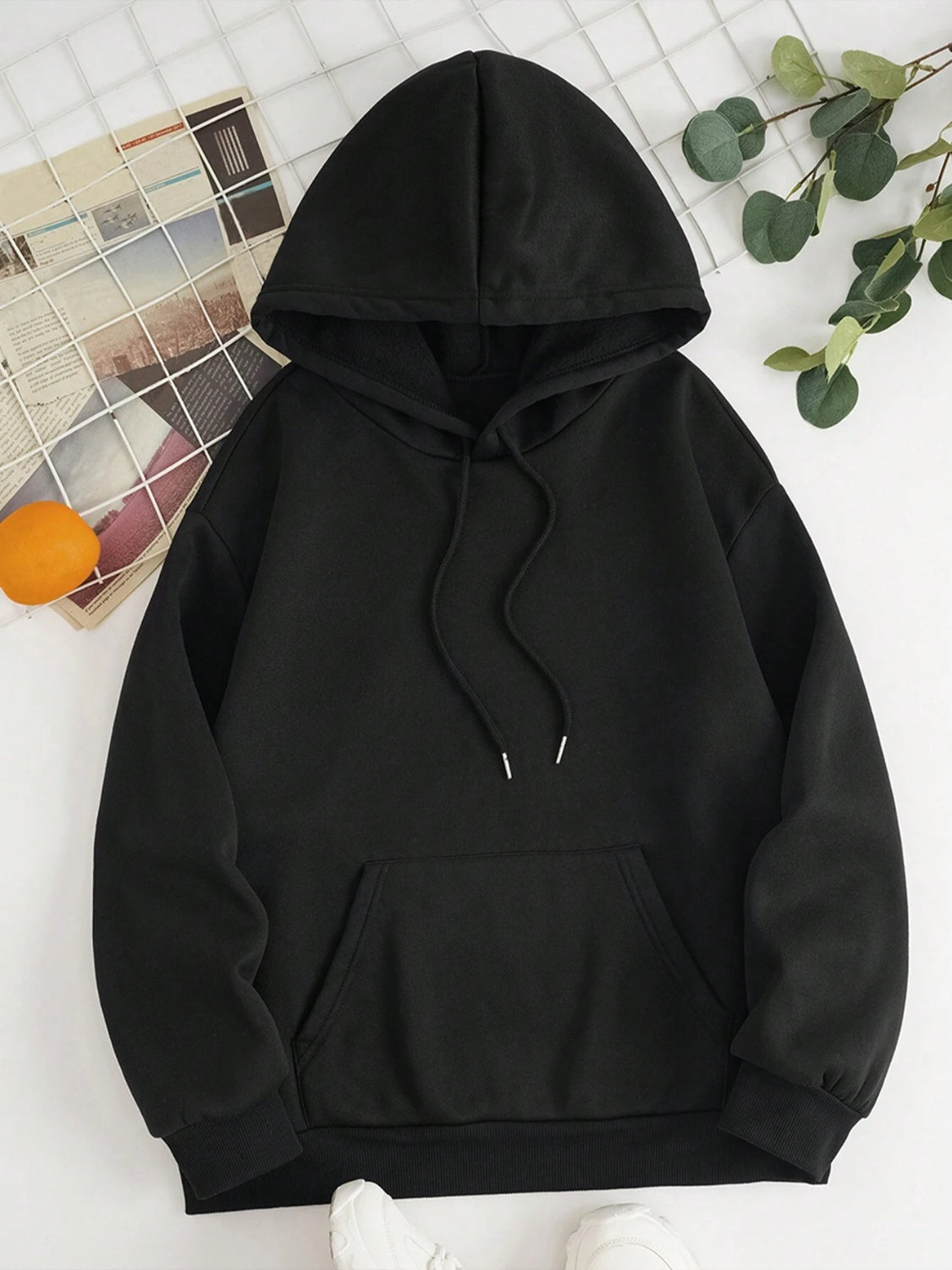 Drawstring Dropped Shoulder Hoodie