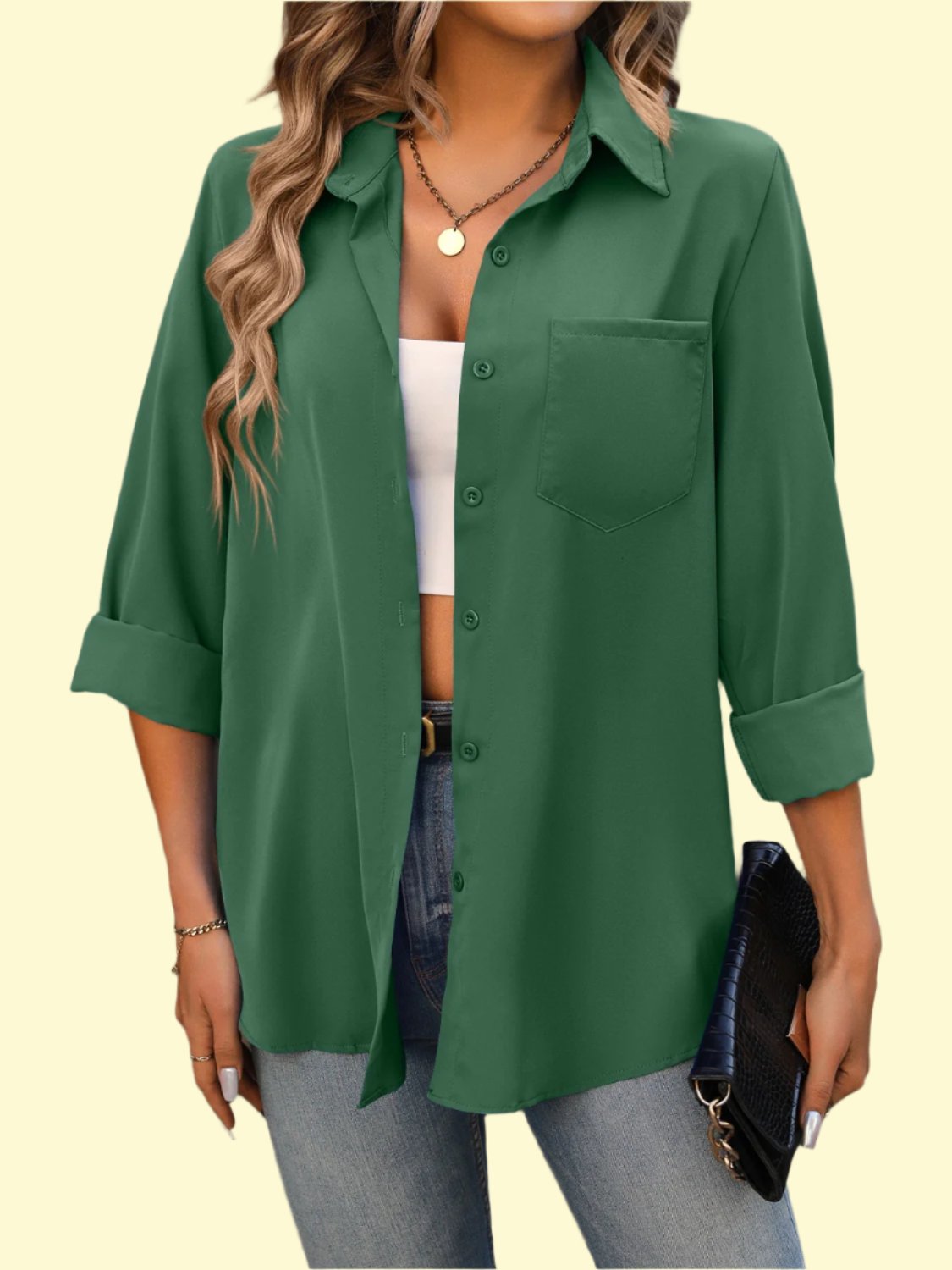 Button Up Collared Neck Long Sleeve Shirt