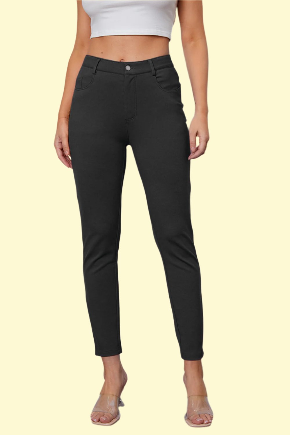 tummy-control, dark gray leggings