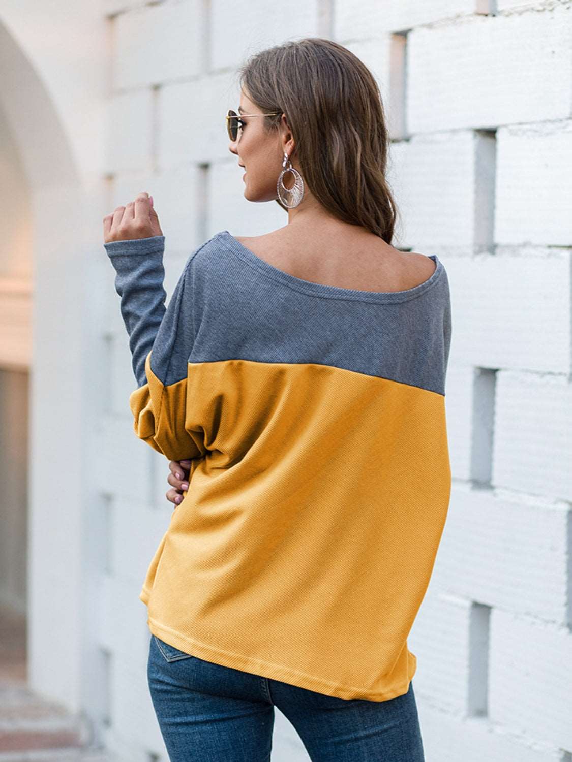 Boat Neck Long Sleeve Sweatshirt