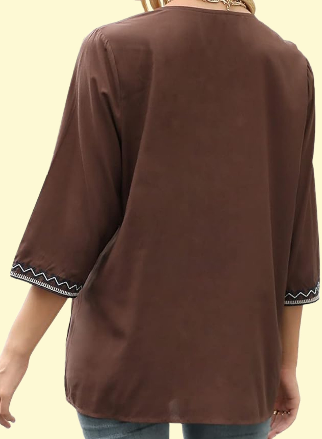 brown embroidered top