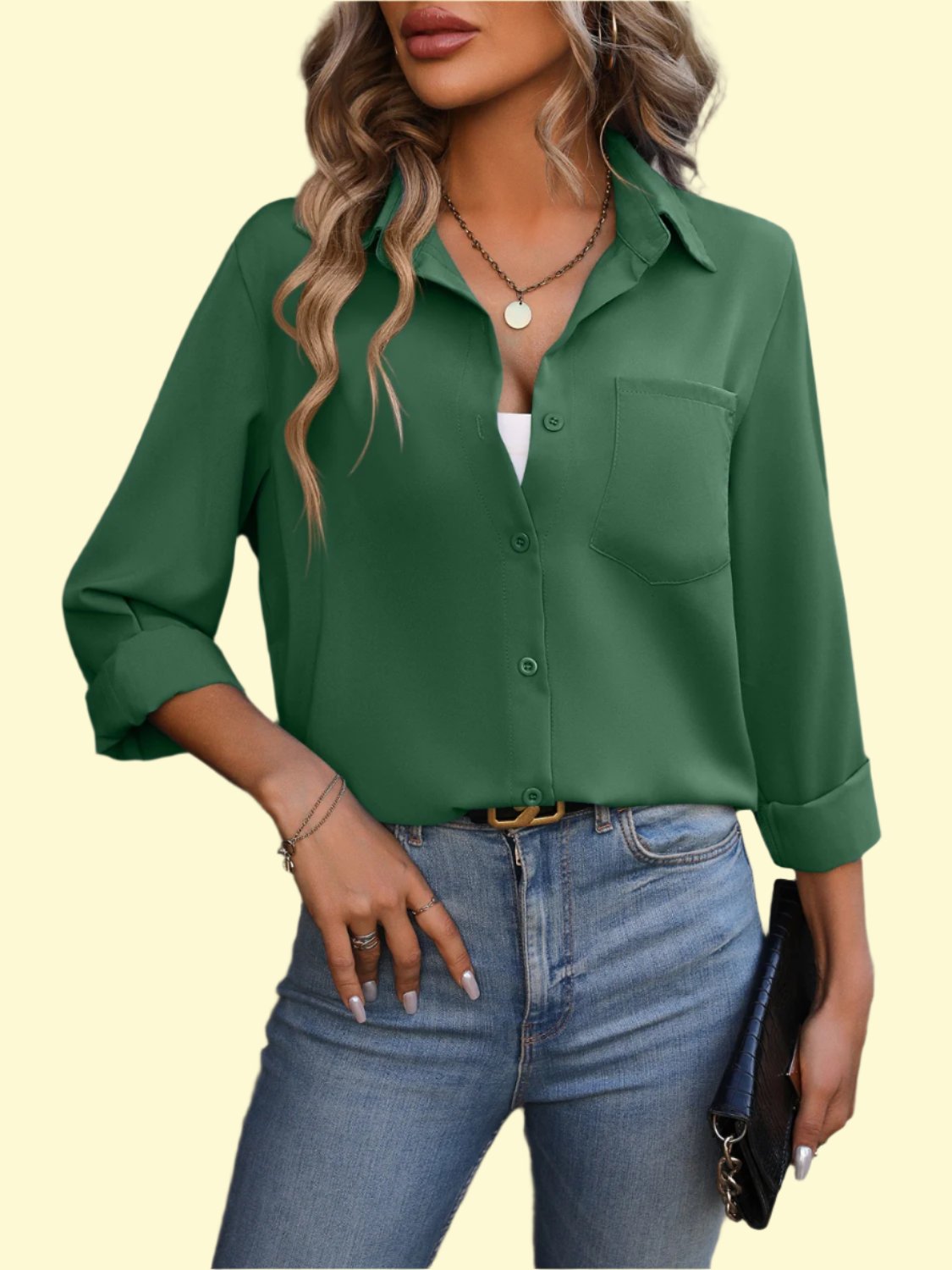 Button Up Collared Neck Long Sleeve Shirt