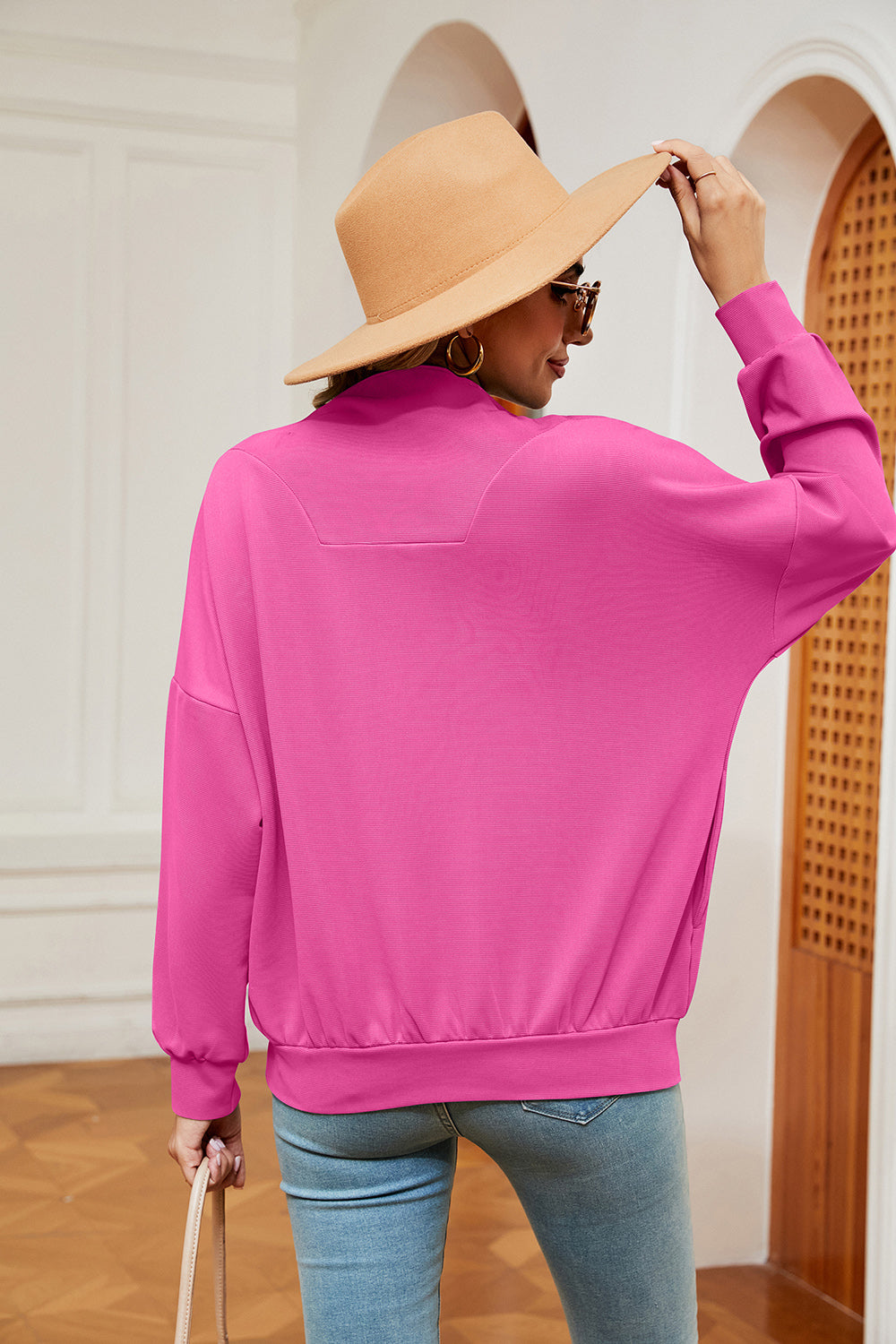 Half-Zip Dropped Shoulder Sweatshirt