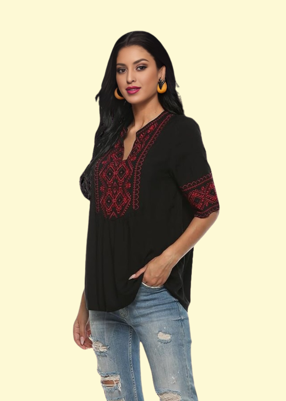 short sleeve boho top