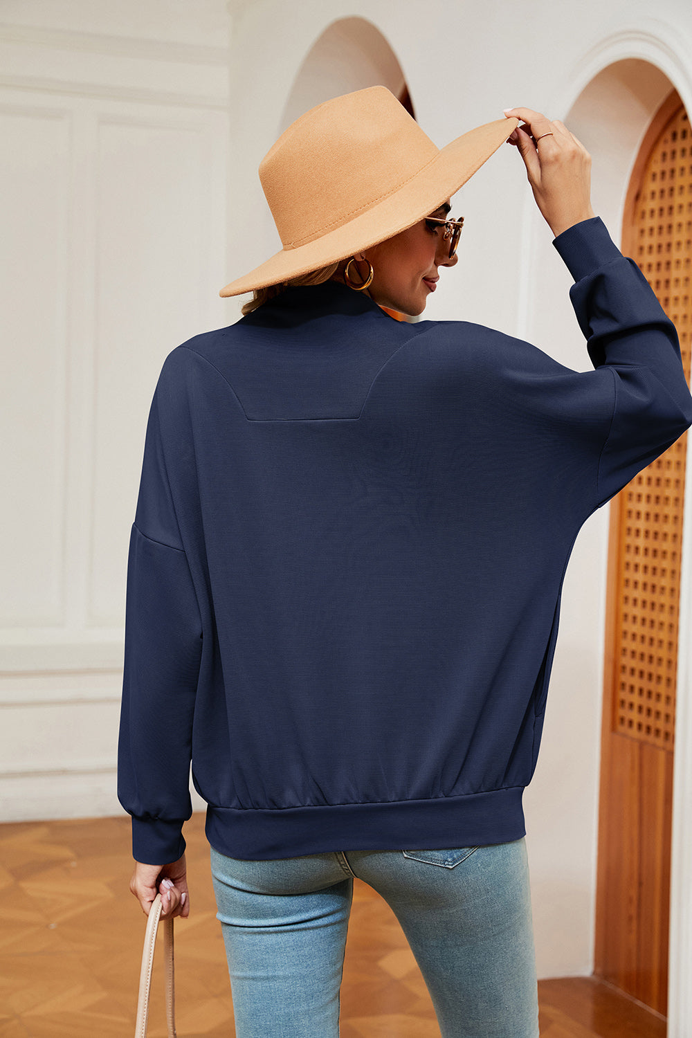 Half-Zip Dropped Shoulder Sweatshirt