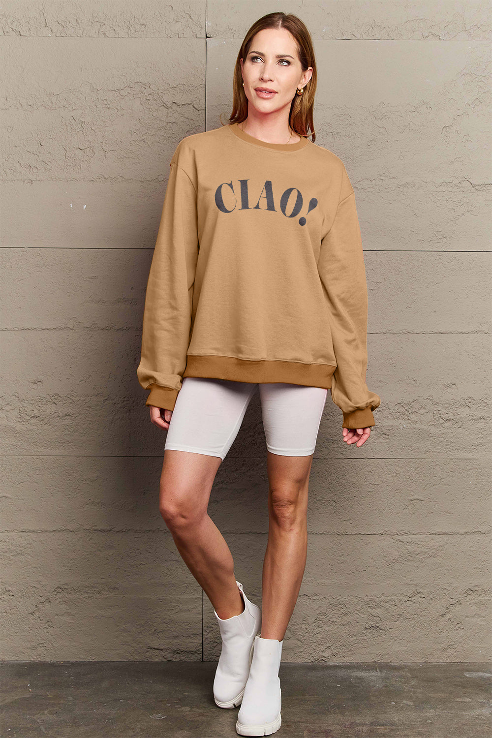 Simply Love Full Size CIAO√î¬∫√ÖRound Neck Sweatshirt