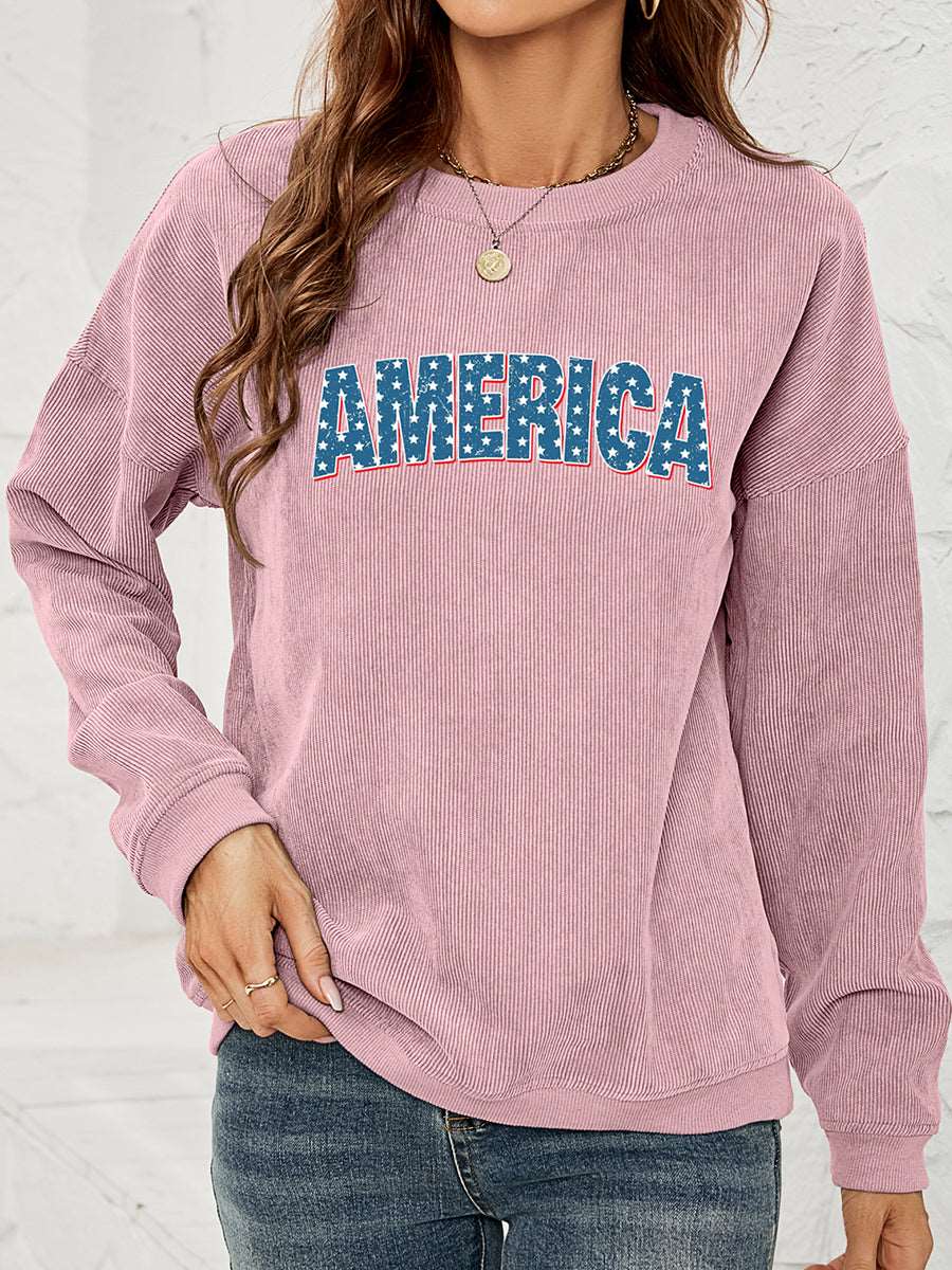 Dusty Pink Graphic Dropped Shoulder Sweatshirt