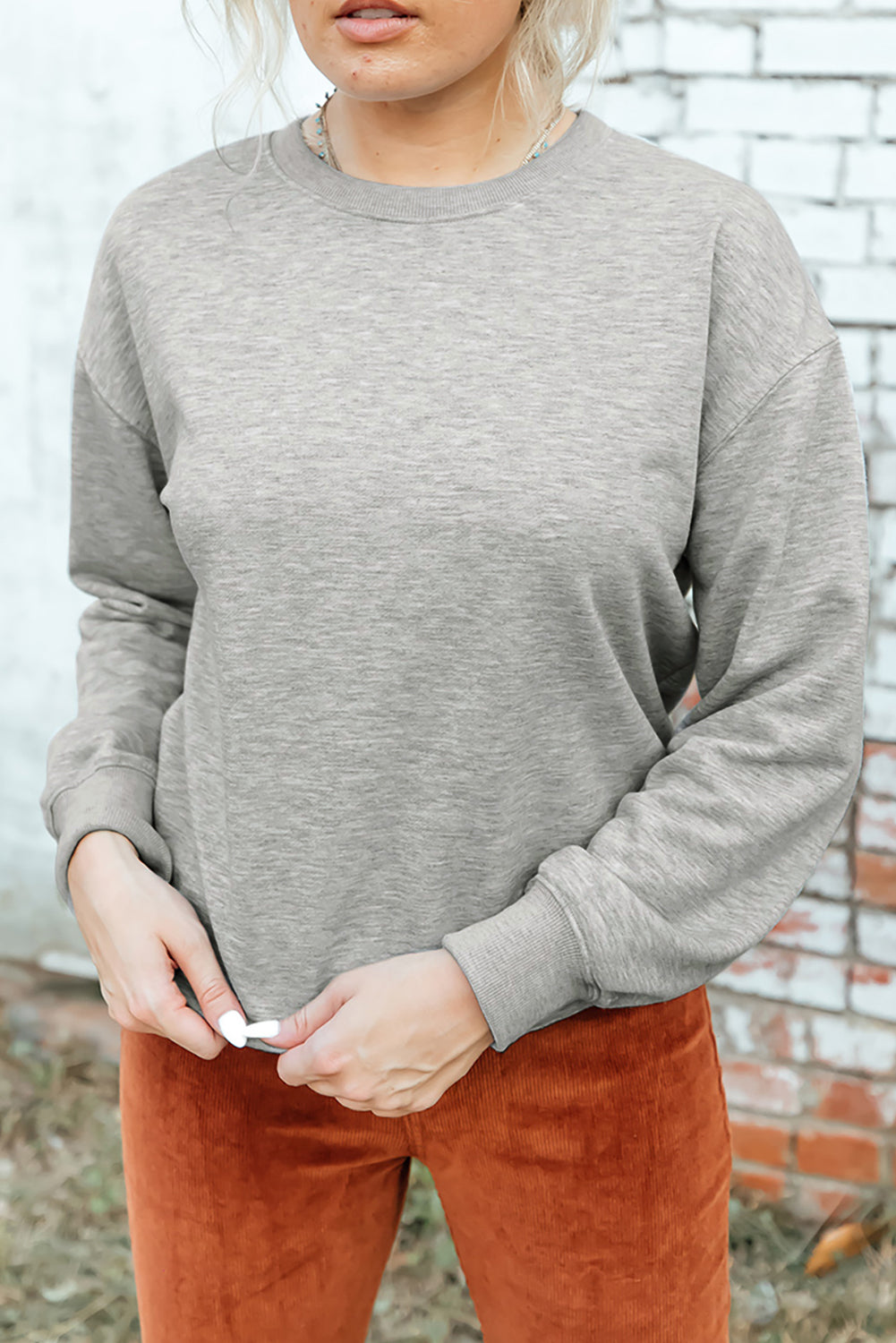 Round Neck Dropped Shoulder Sweatshirt