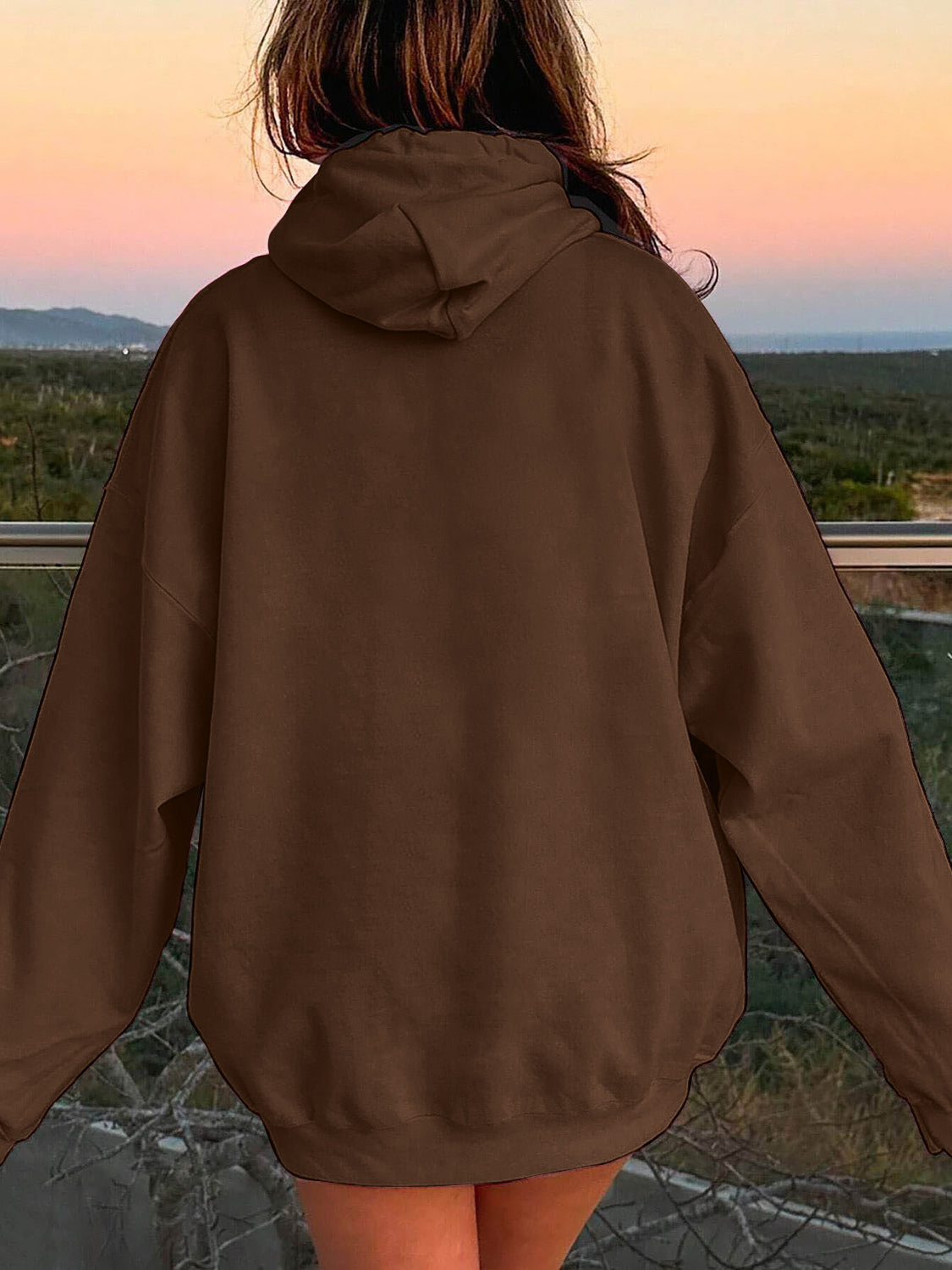 Drawstring Dropped Shoulder Hoodie