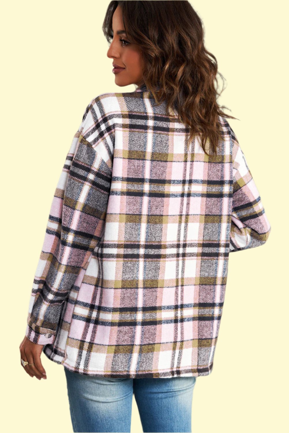 Plaid shirt jacket, back view