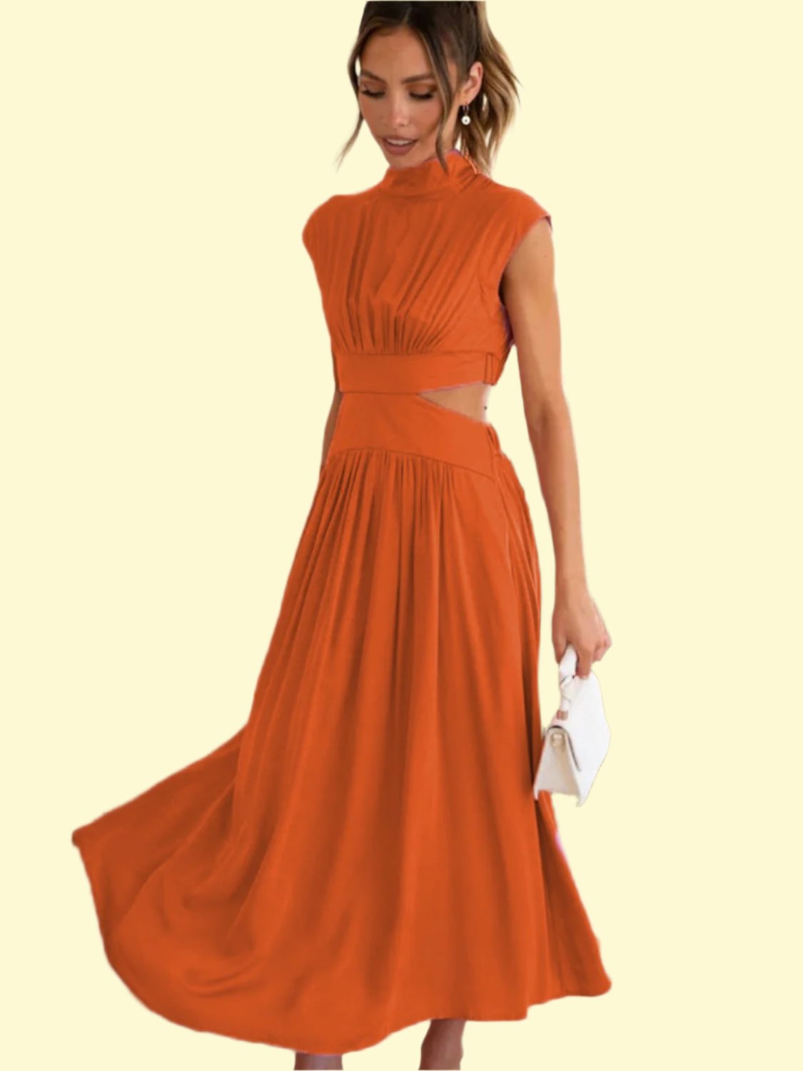 orange-red cutout maxi dress