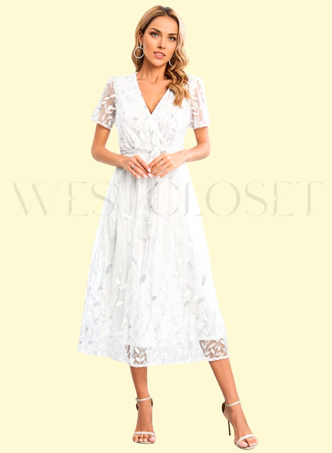 stylish white embroidered dress by WestCloset