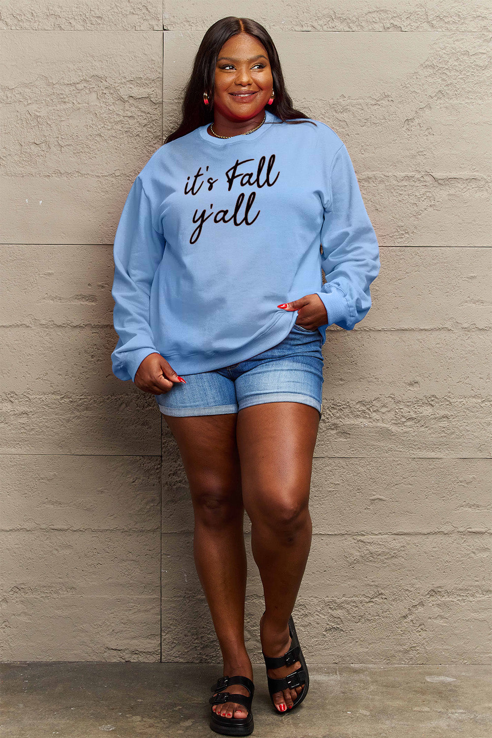 Simply Love Full Size IT'S FALL Y'ALL Graphic Sweatshirt