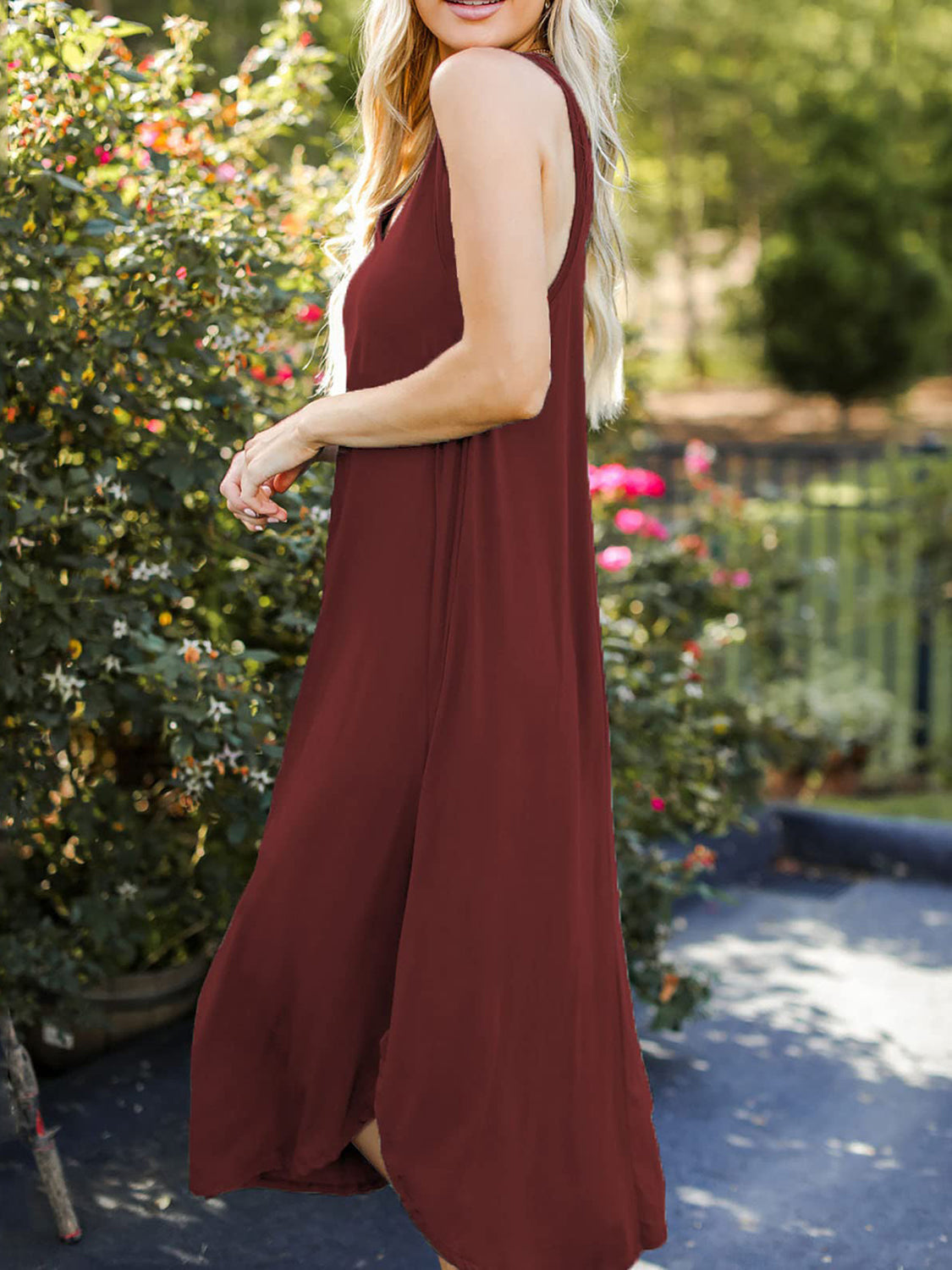 Full Size V-Neck Midi Tank Dress