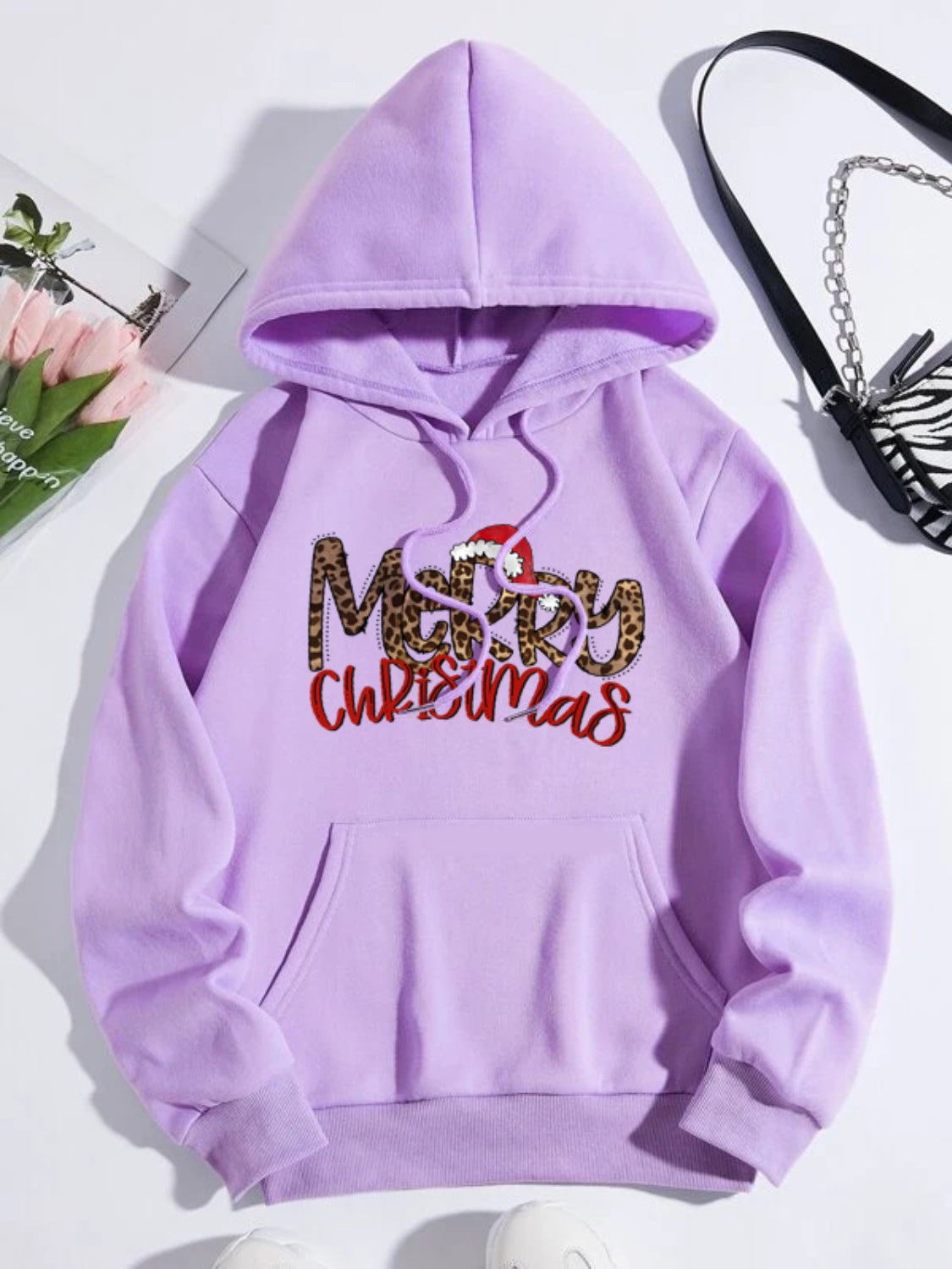 MERRY CHRISTMAS Graphic Drawstring Hoodie