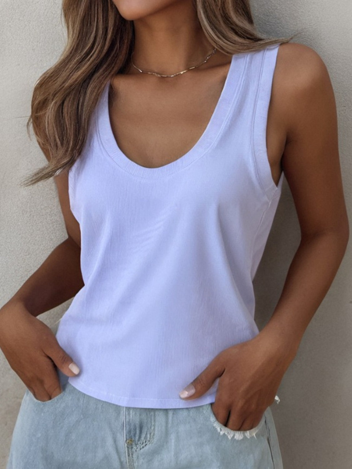 Solid Scoop Neck Tank