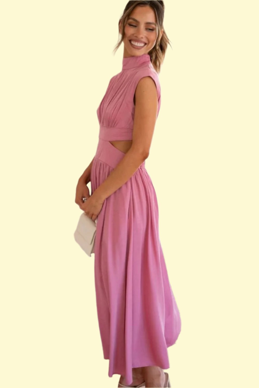 pink cutout maxi dress