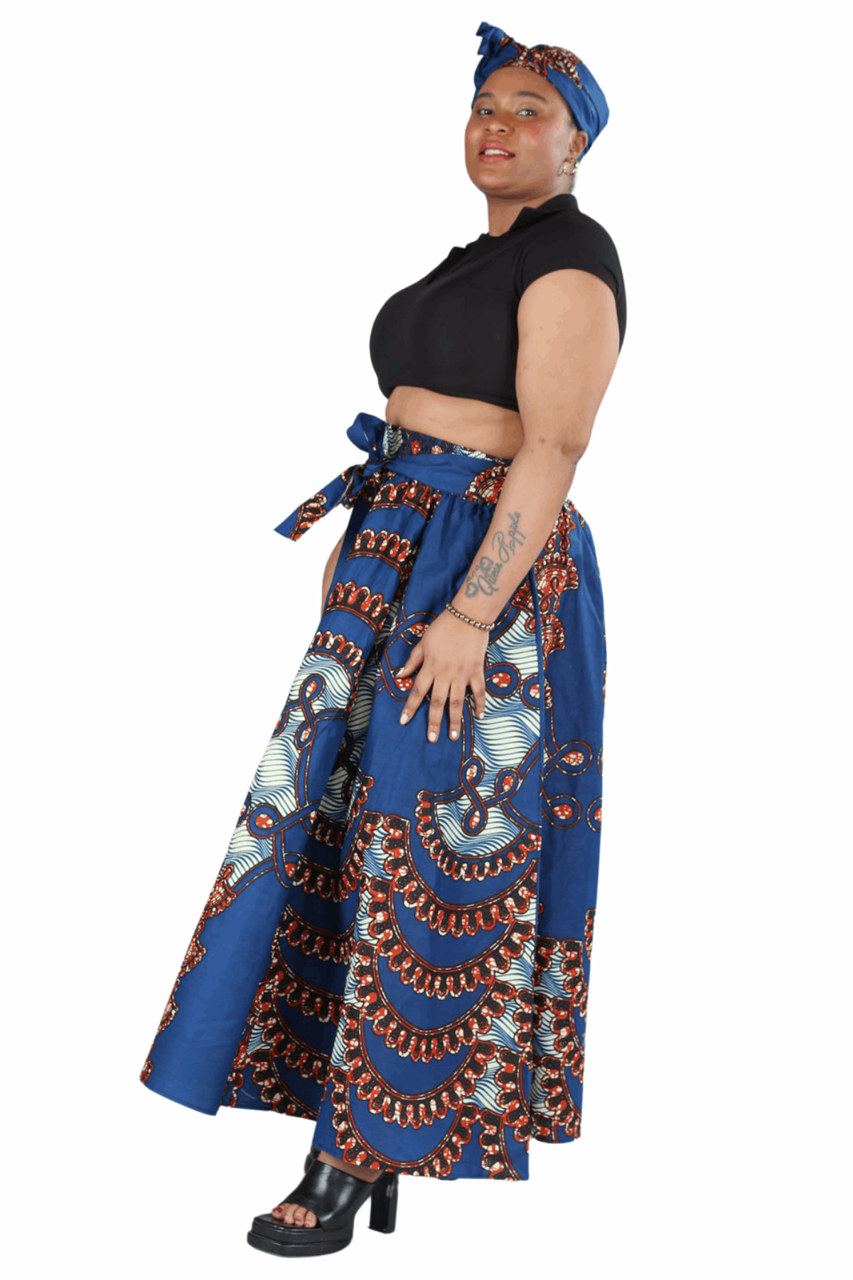 AFRICAN MULTICOLOR ABSTRACT PRINTED MAXI FLARED LONG SKIRT