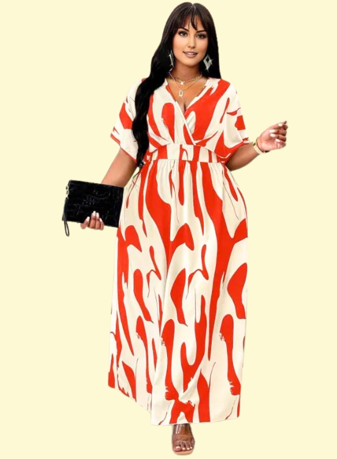 Plus Size Wrap African Dress with Graphic Print