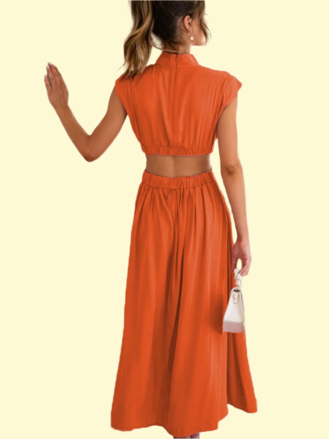 back view of orange-red dress by WestCloset