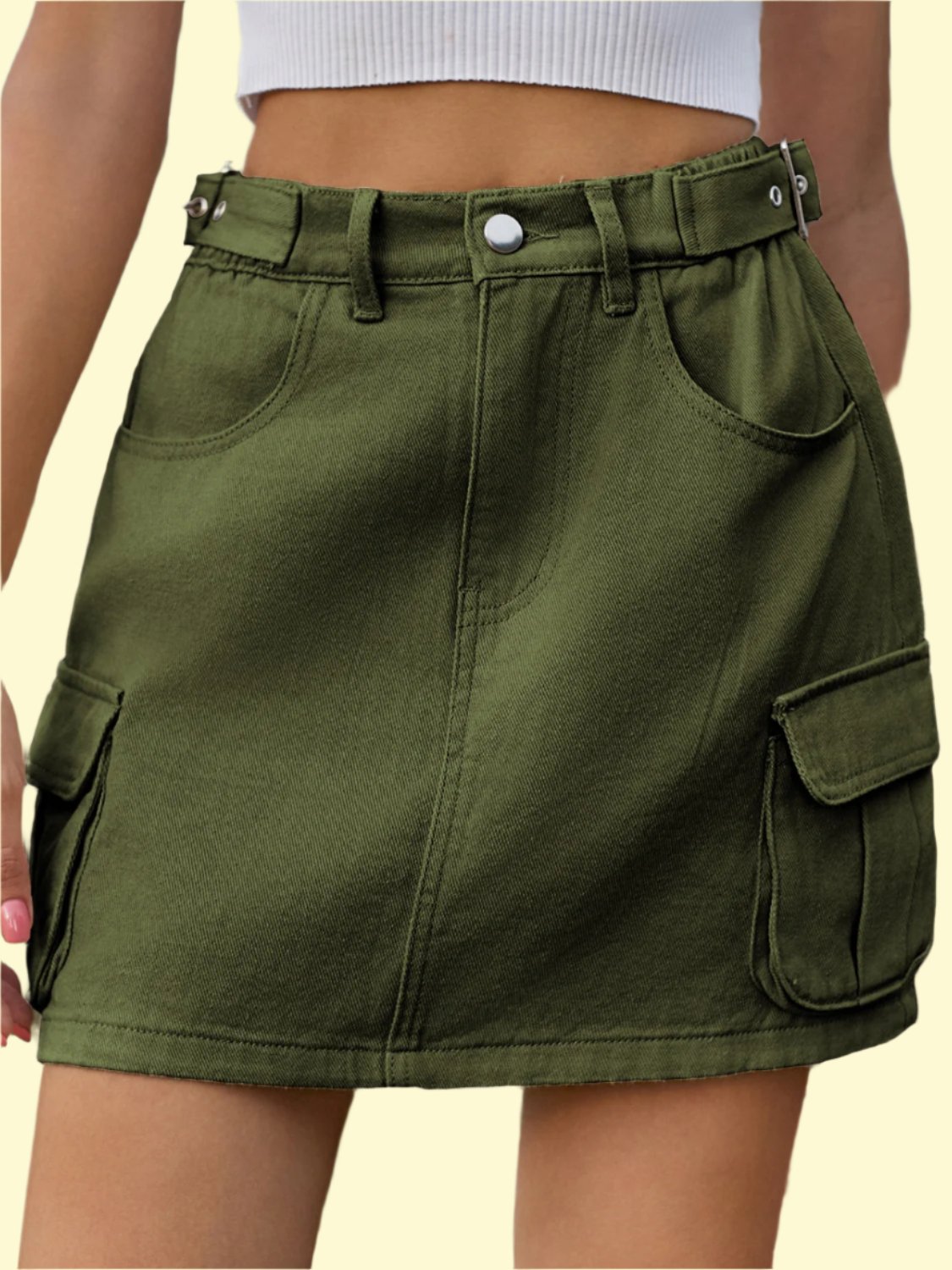 Army green denim skirt by West Closet