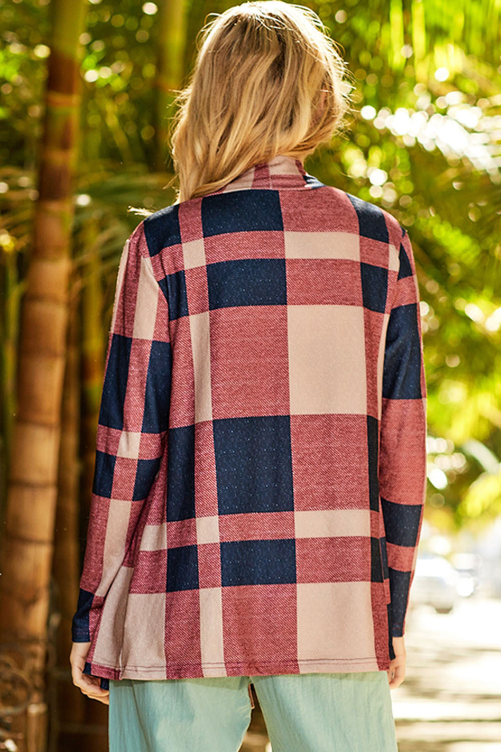 Plaid Open Front Cardigan