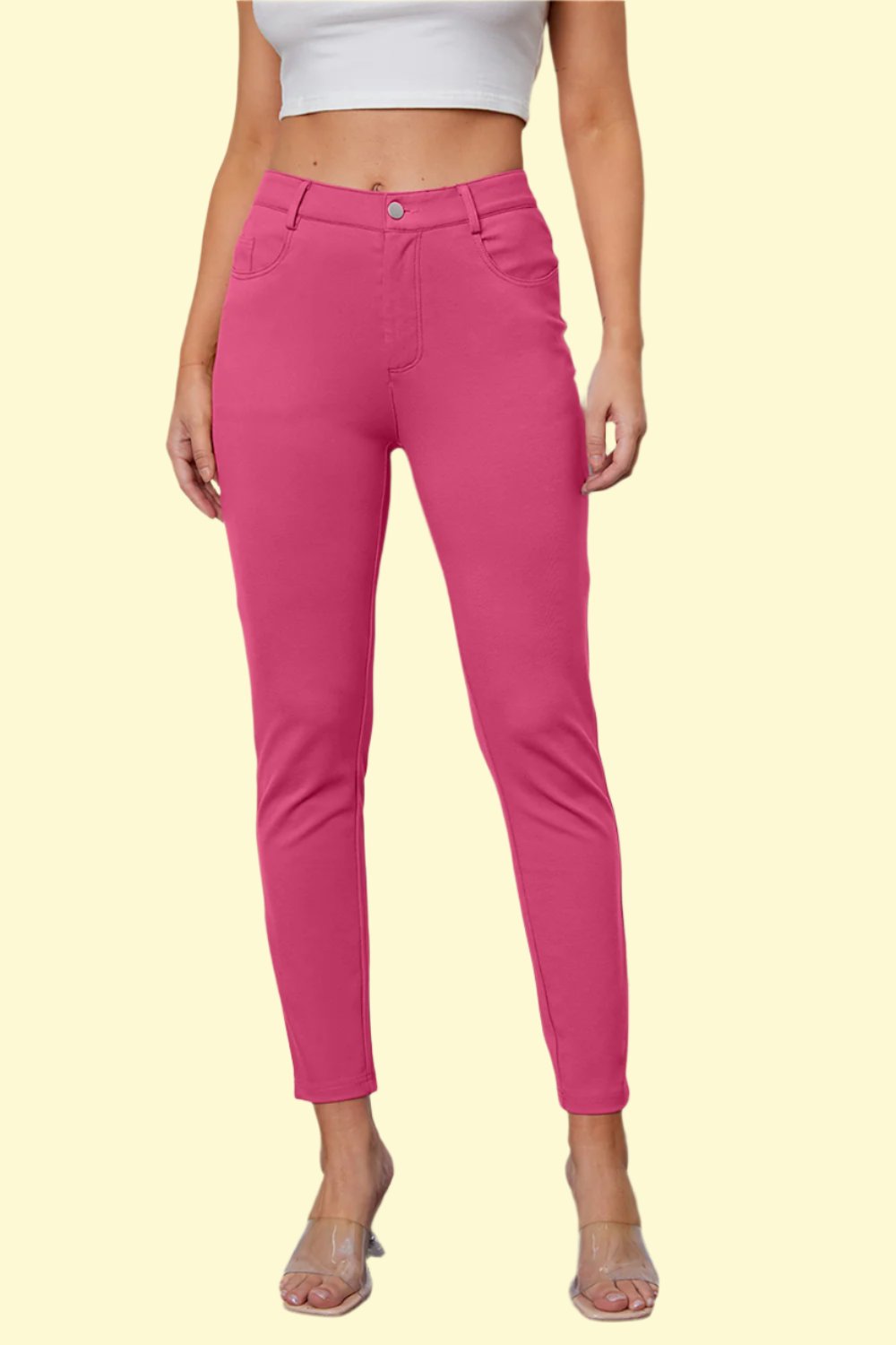 model in pink pocket pants