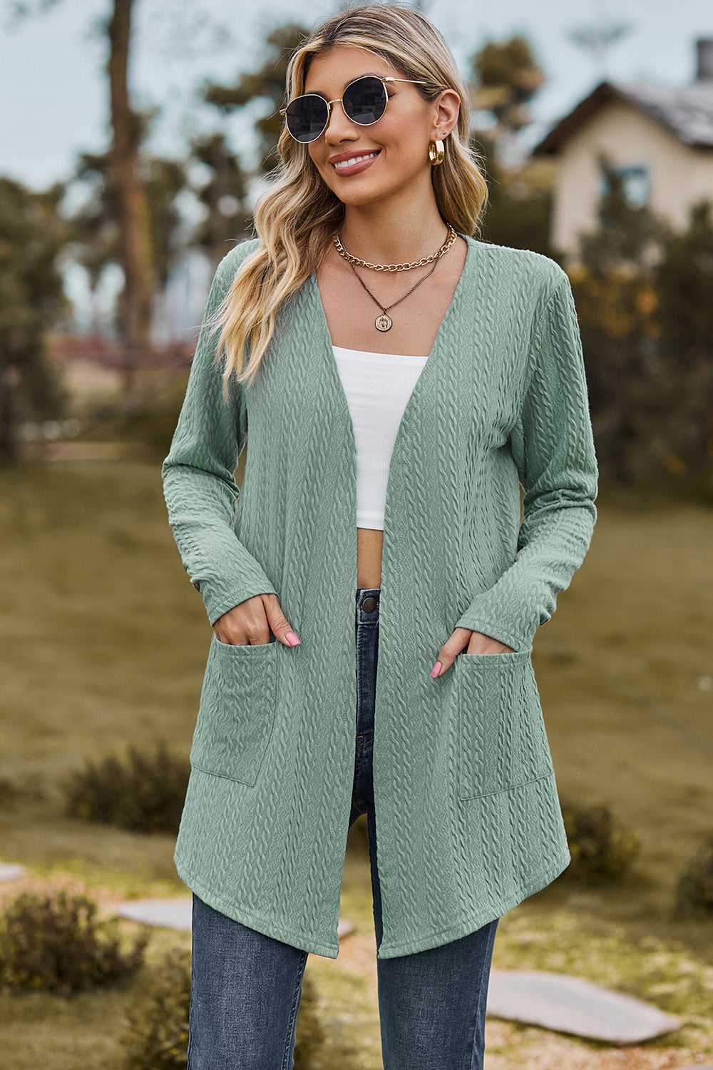 Open Front Long Sleeve Cardigan