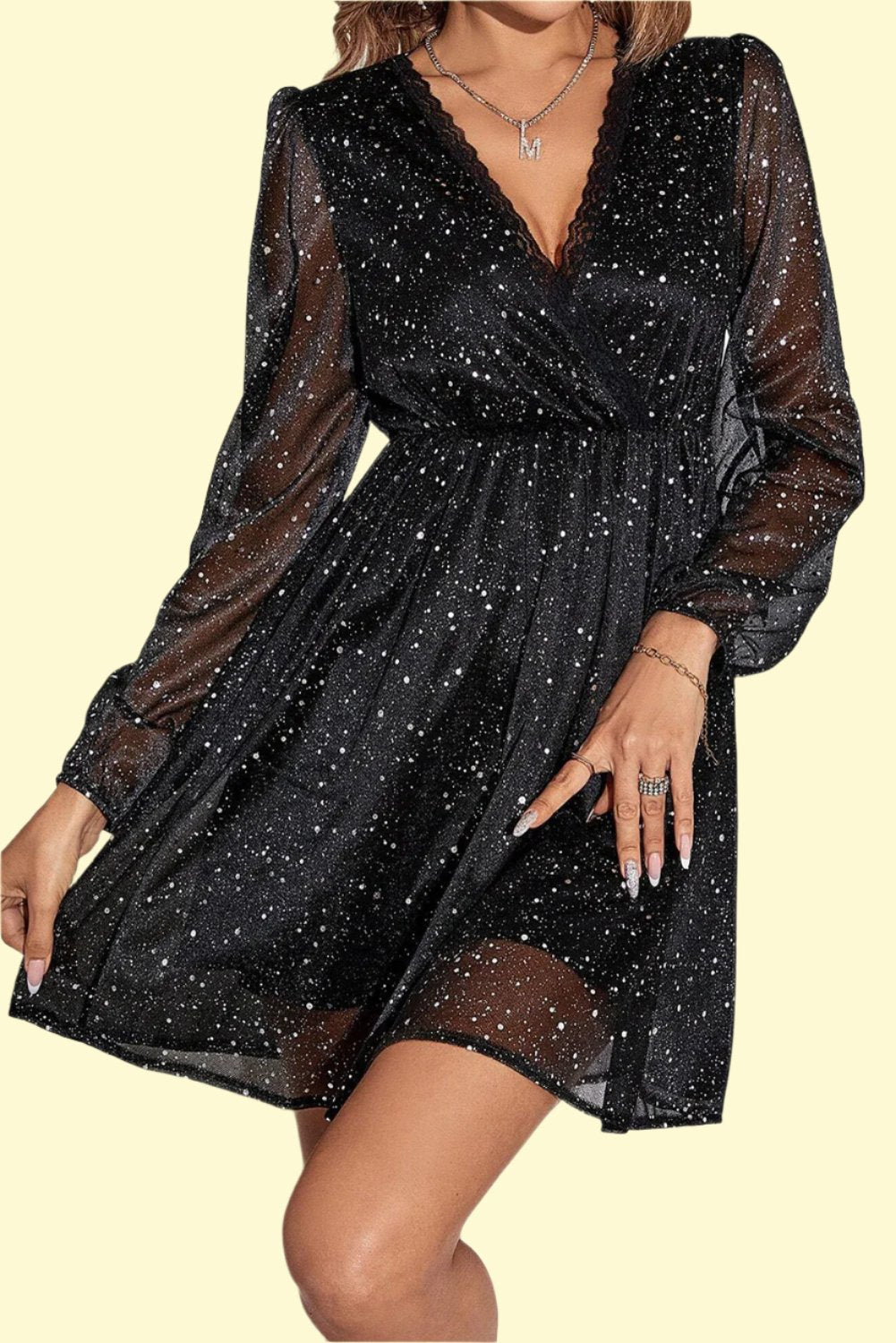 dazzling and shimmery black dress