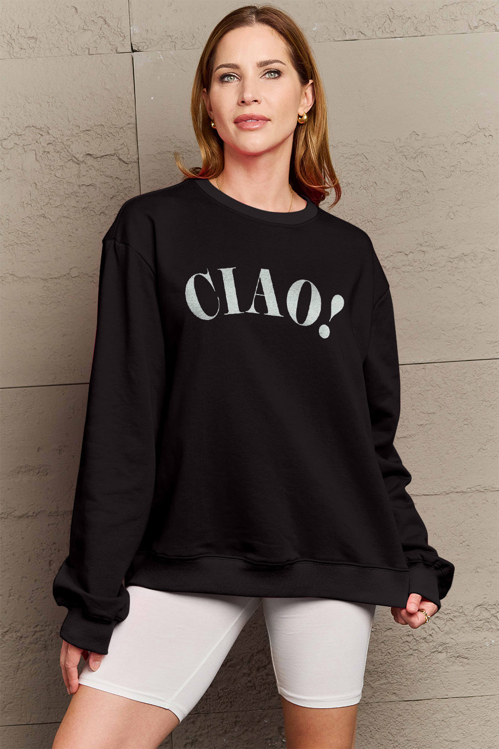 Simply Love Full Size CIAO√î¬∫√ÖRound Neck Sweatshirt