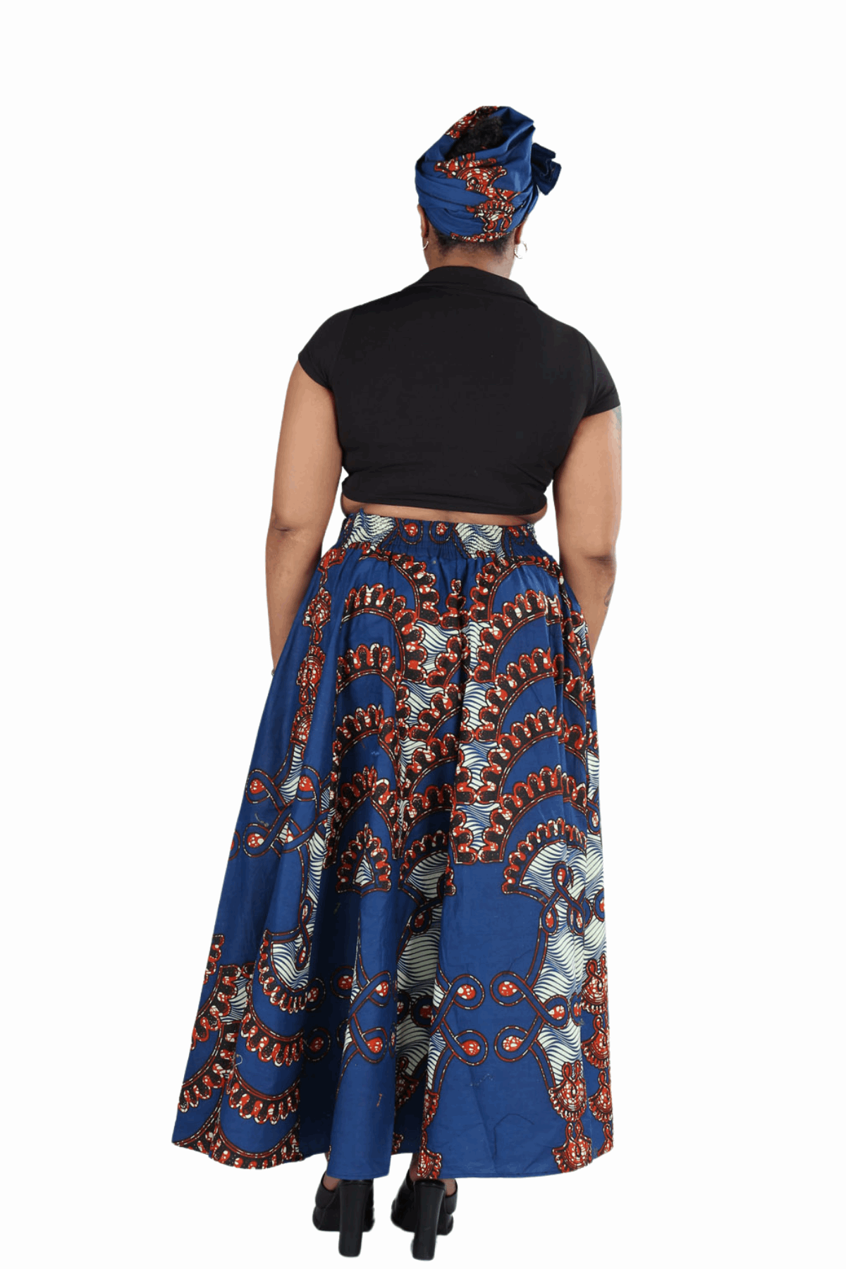 AFRICAN MULTICOLOR ABSTRACT PRINTED MAXI FLARED LONG SKIRT