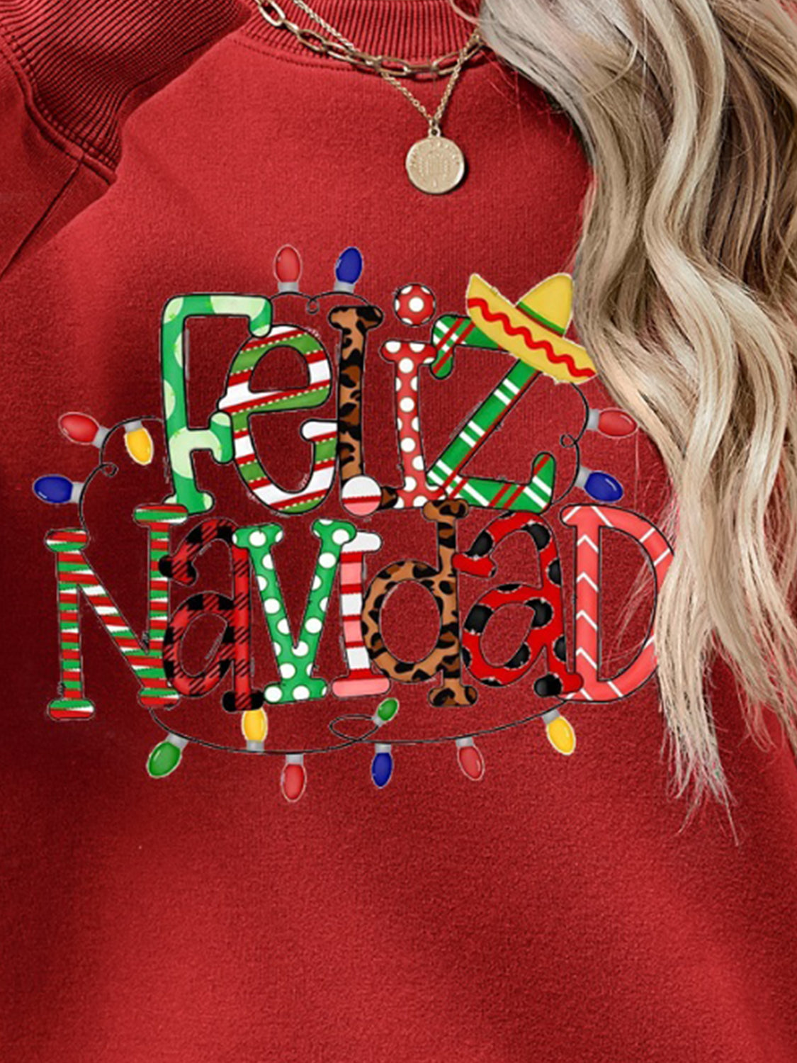 FELIZ NAVIDAD Round Neck Drop Shoulder Sweatshirt