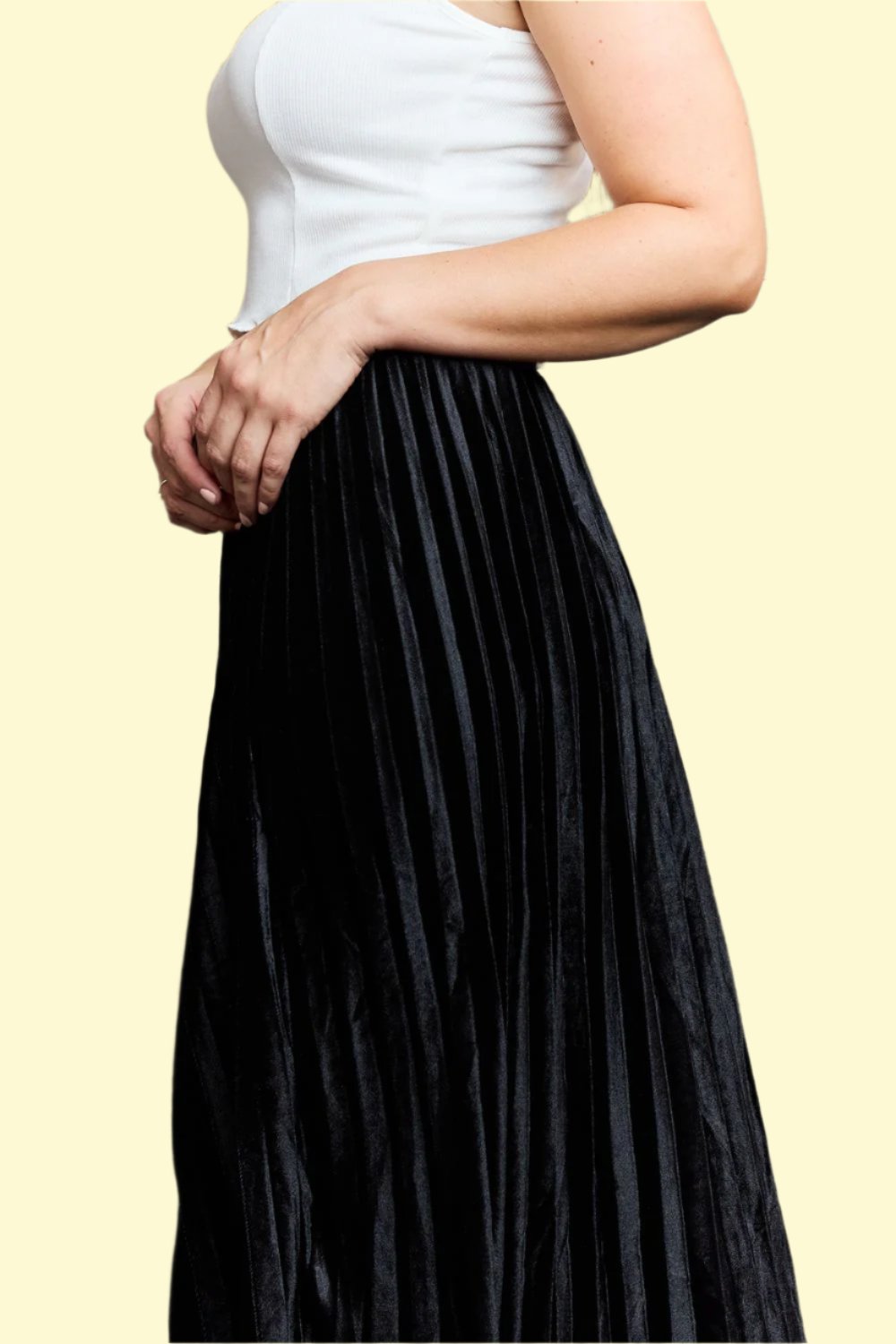 Sultry black midi skirt for a night out