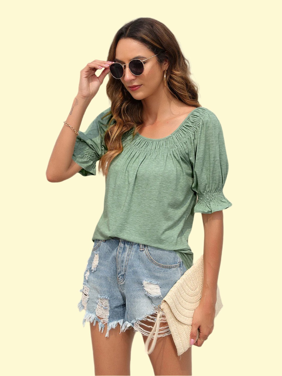 Ruched Short Sleeve Blouse