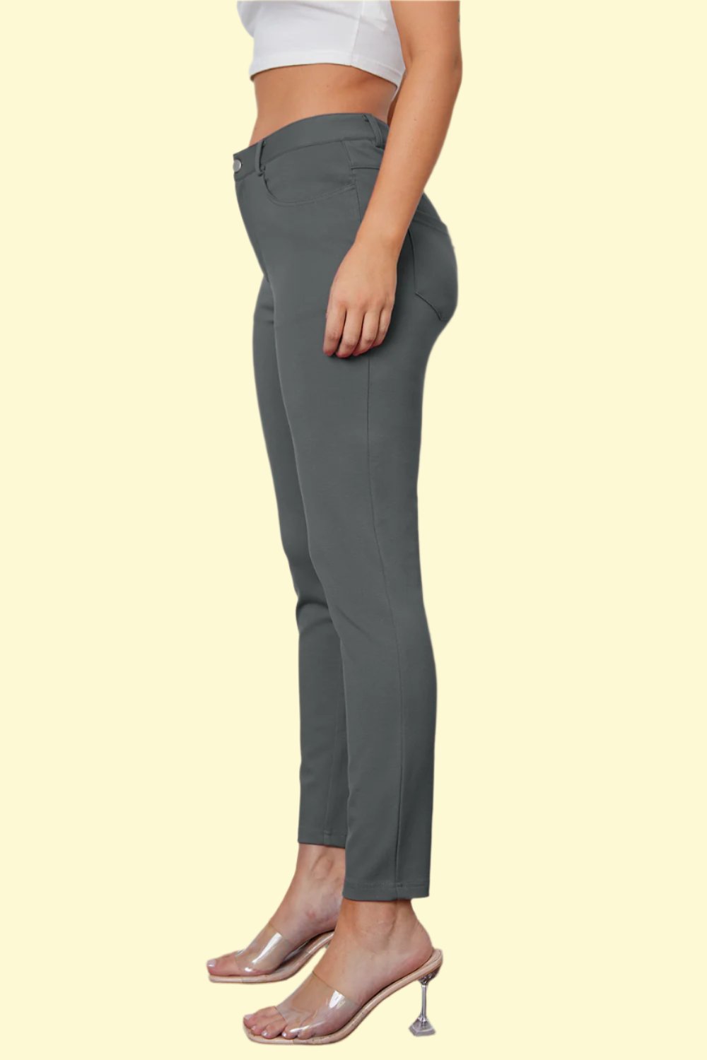 dark gray tummy-control leggings for women