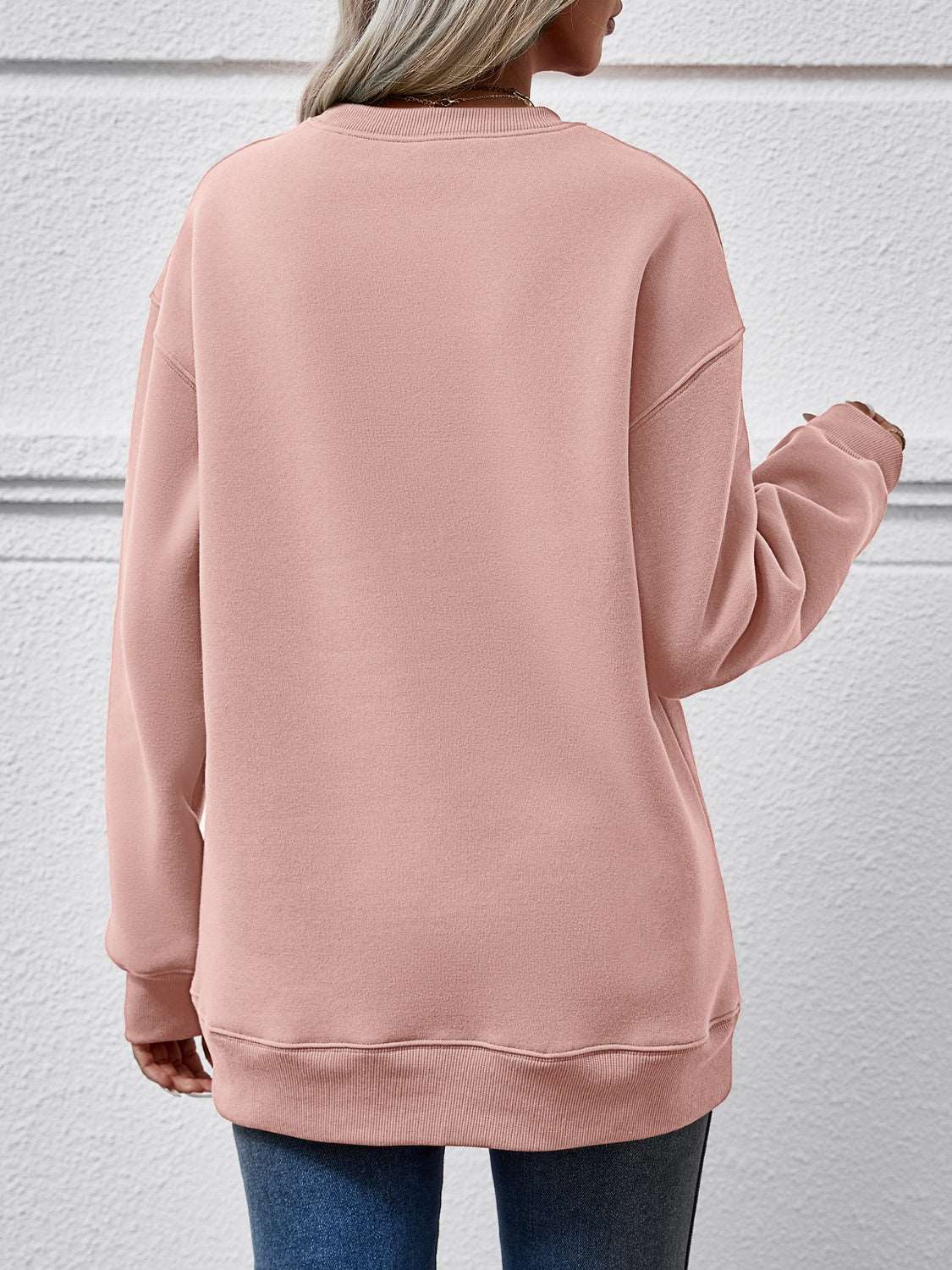 Round Neck Dropped Shoulder Sweatshirt for women's wardrobe