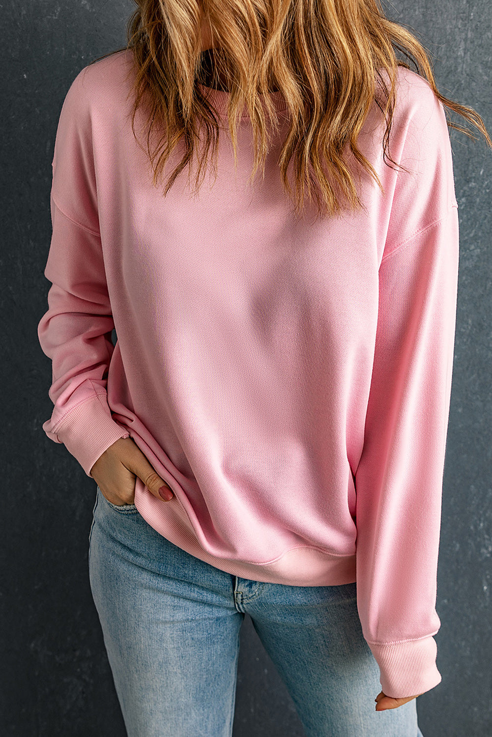 Round Neck Dropped Shoulder Sweatshirt