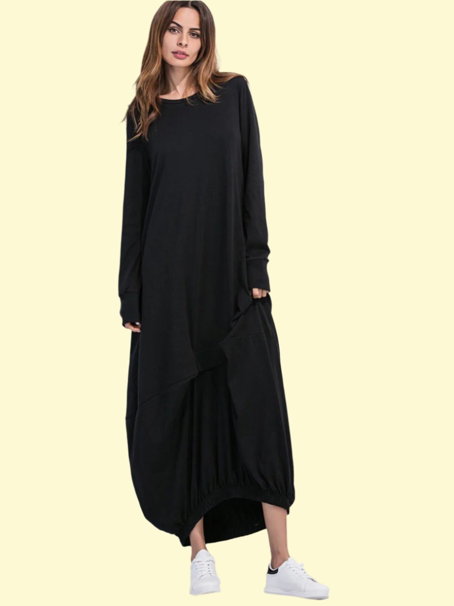 Black round neck long sleeve dress by West Closet