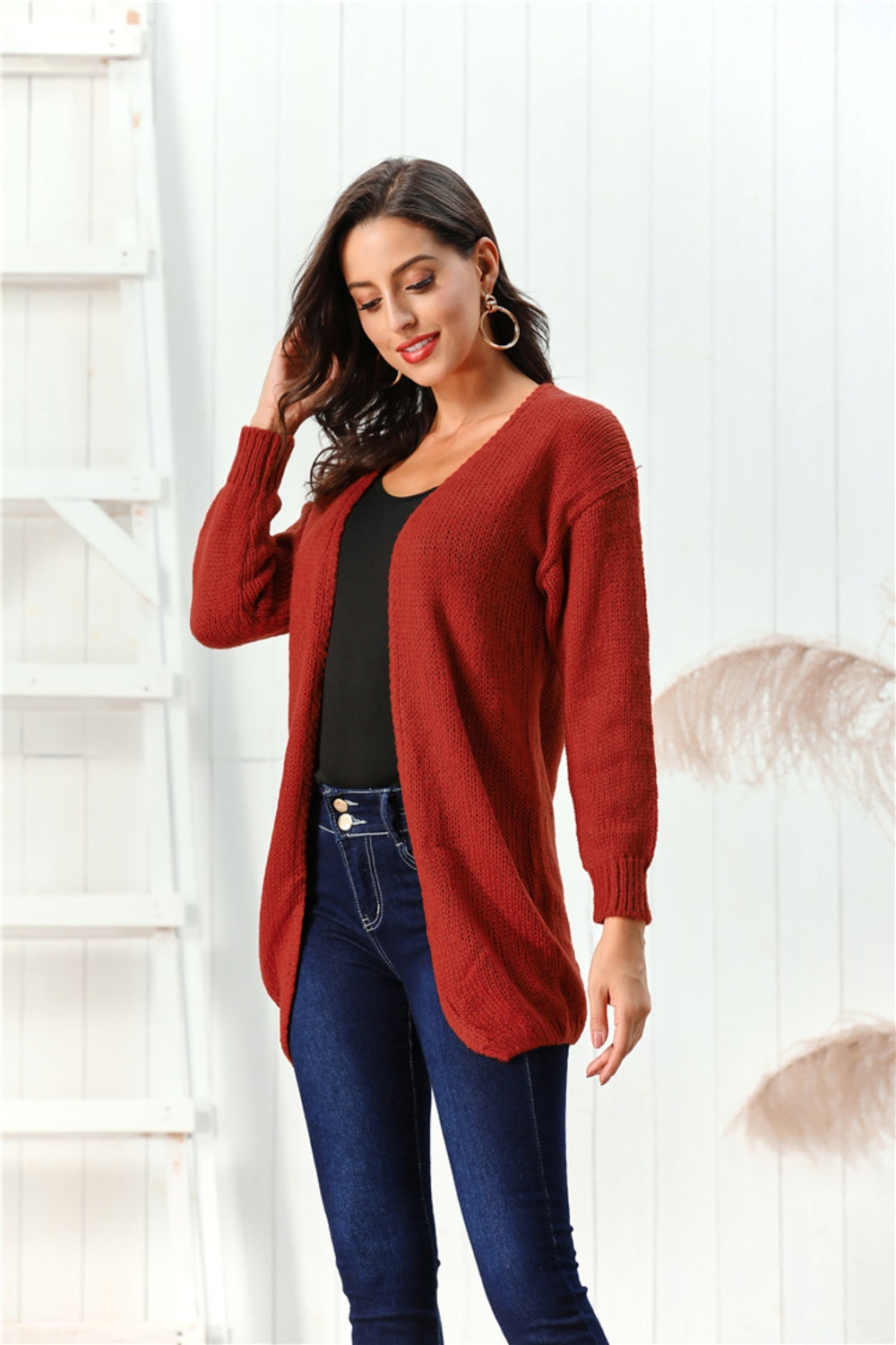 Open Front Long Sleeve Cardigan