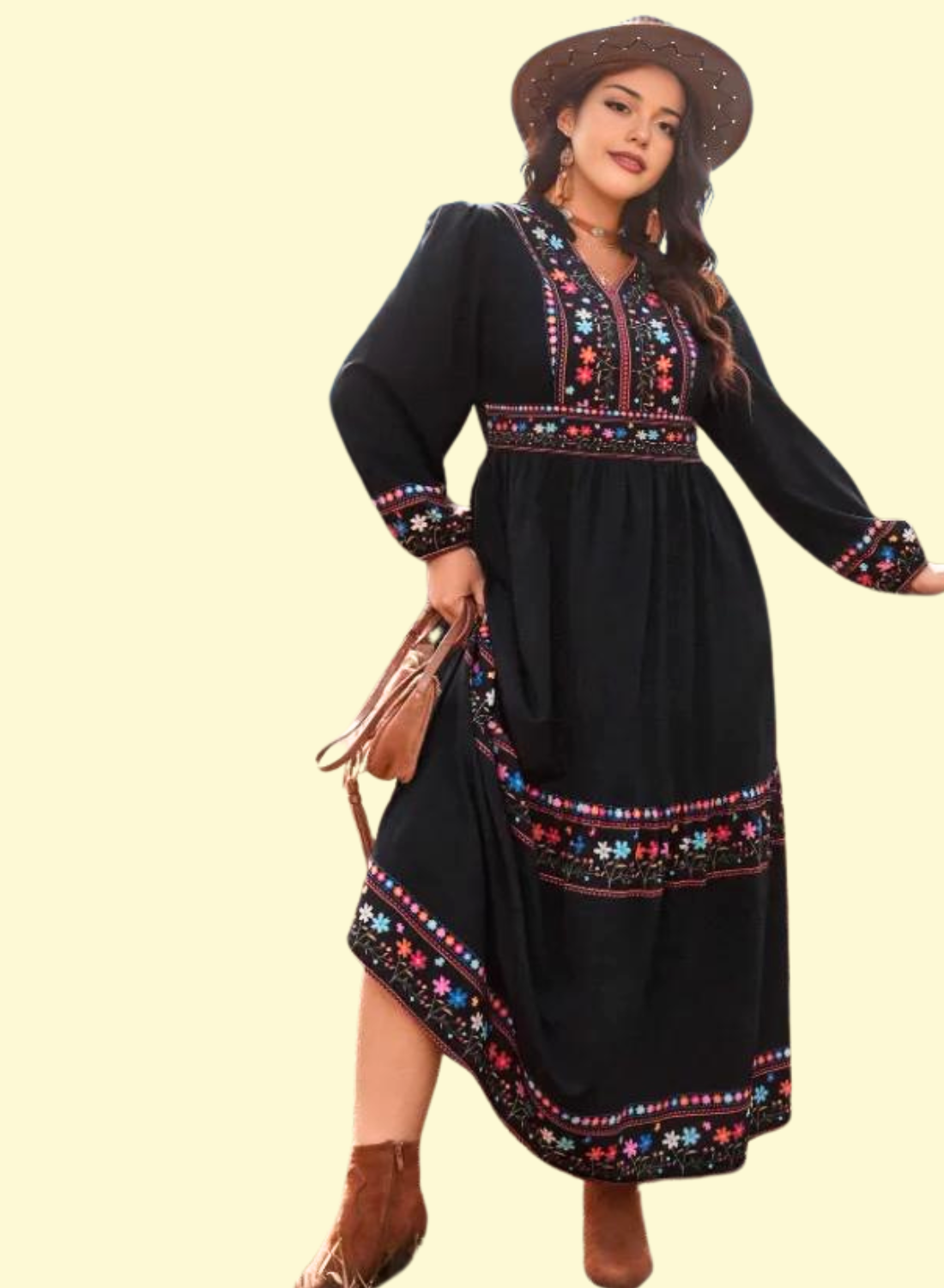 Bishop Sleeve Mexican Pattern Dress