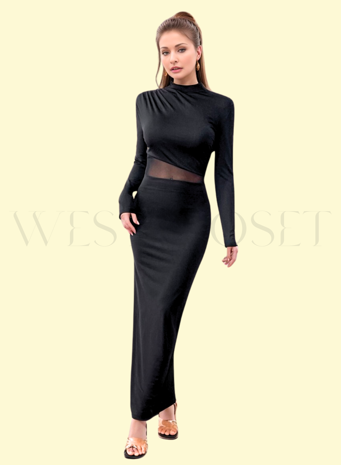 Black Sheer Seduction Maxi Dress by WestCloset