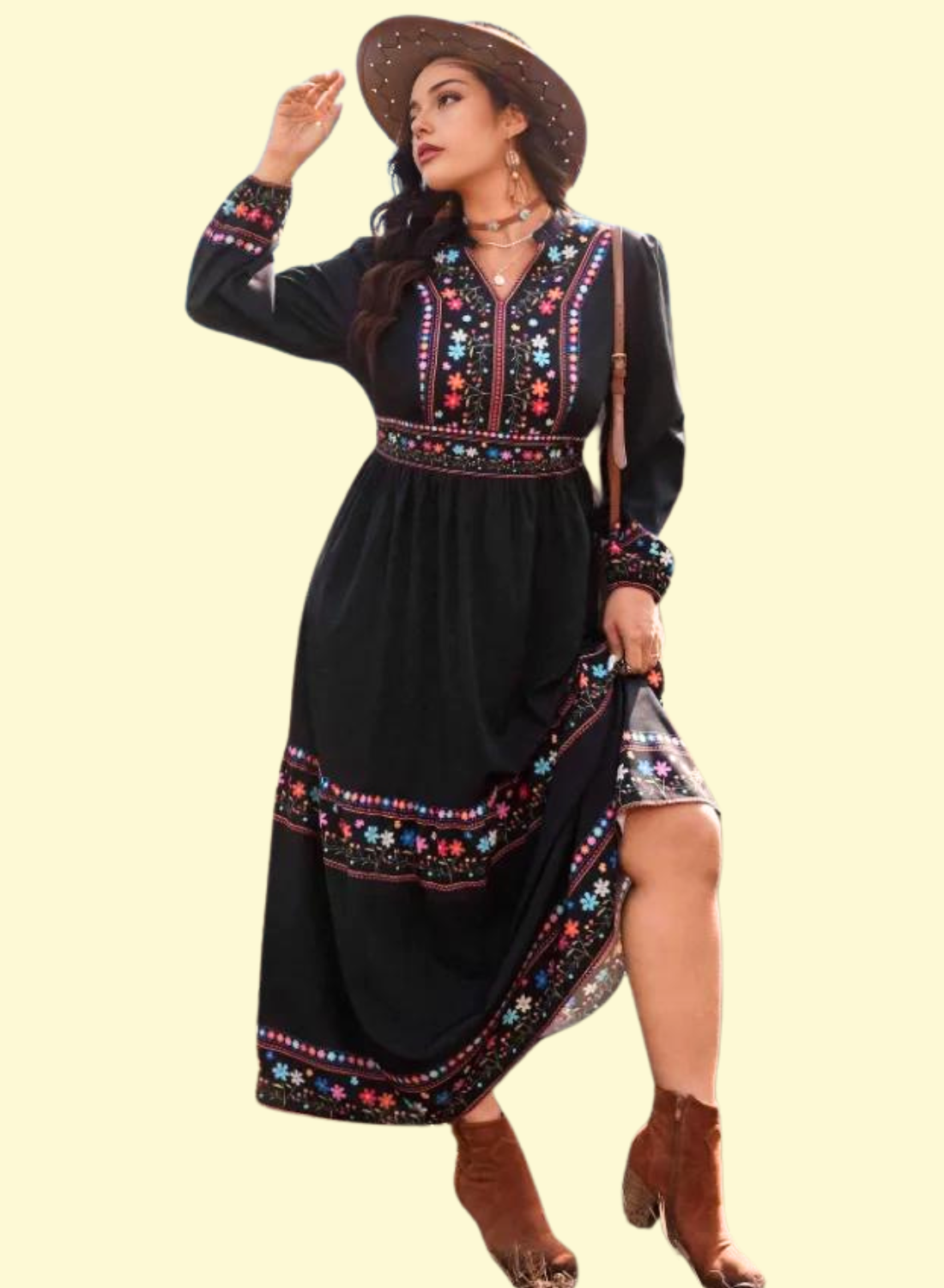 Boho Maxi Dress with Long Sleeves