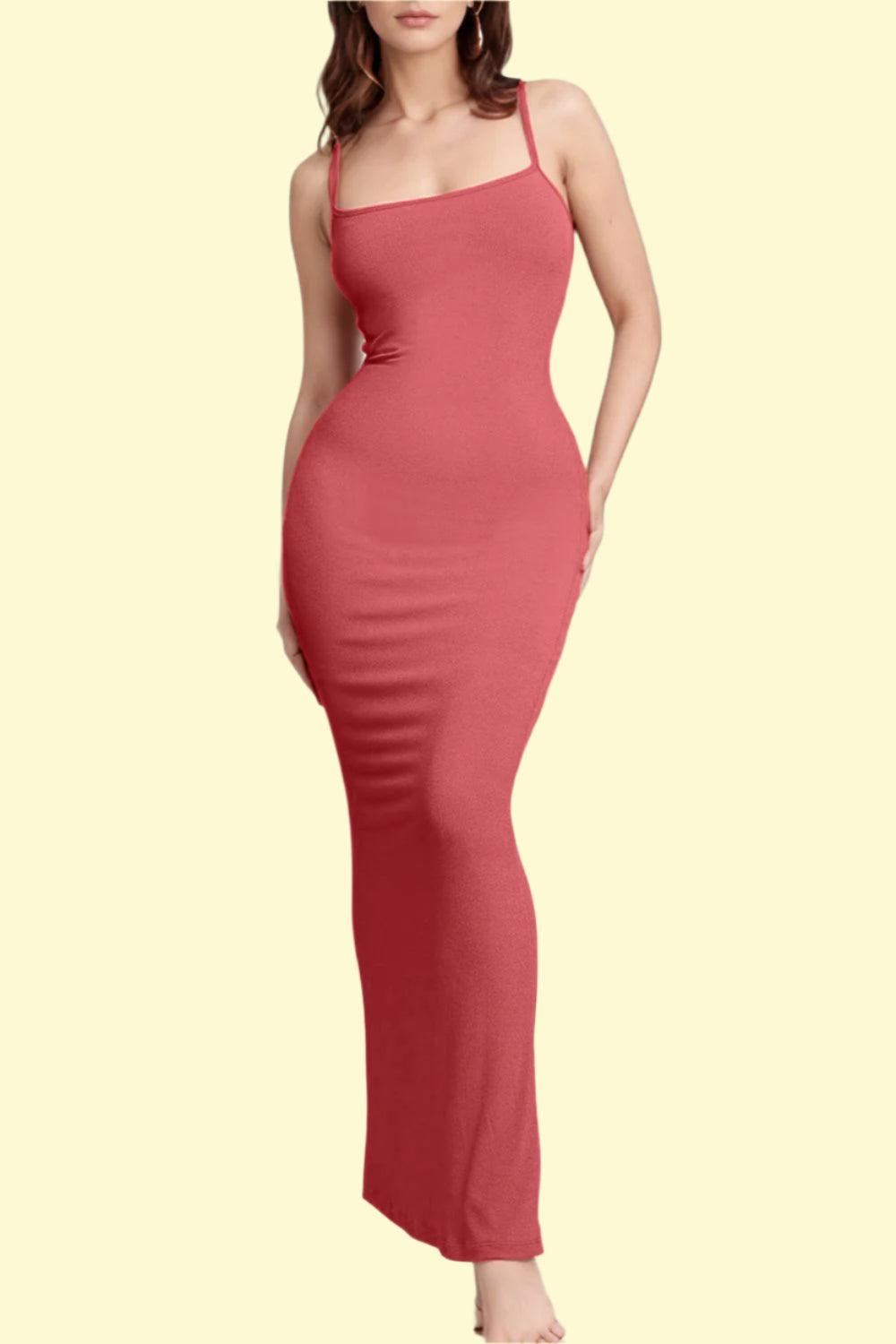 Built-in shapewear maxi dress in rouge red